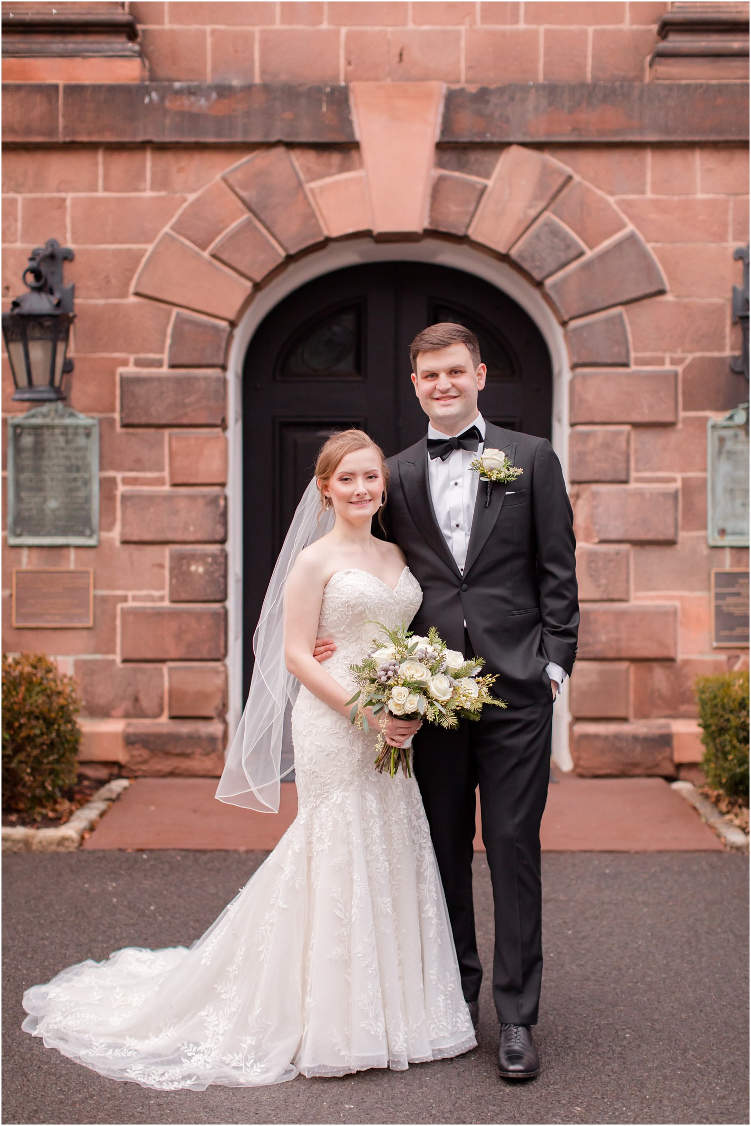 Bride and groom at Old Queens on Rutgers Campus in New Brunswick, NJ