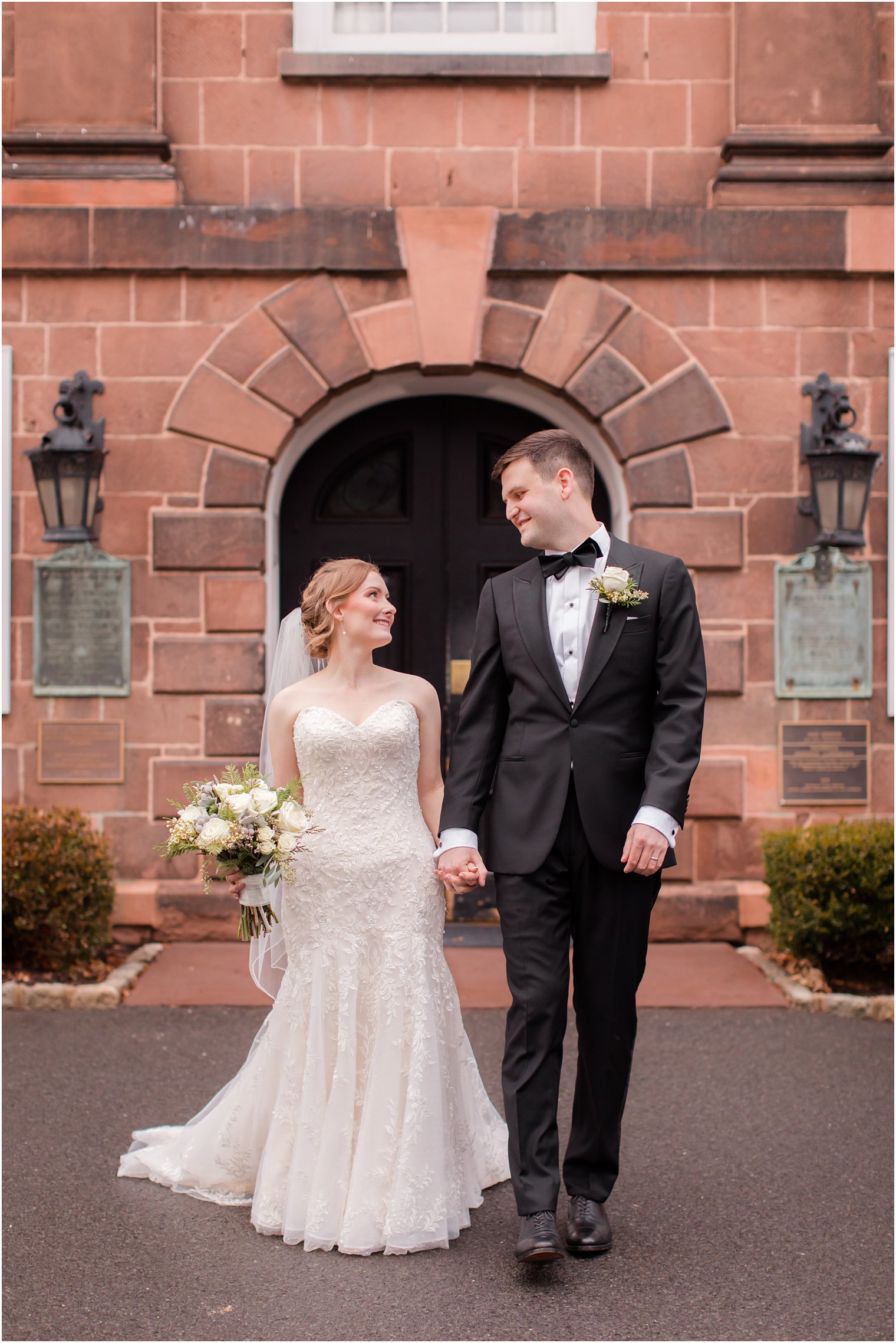 Bride and groom at Old Queens on Rutgers Campus in New Brunswick, NJ