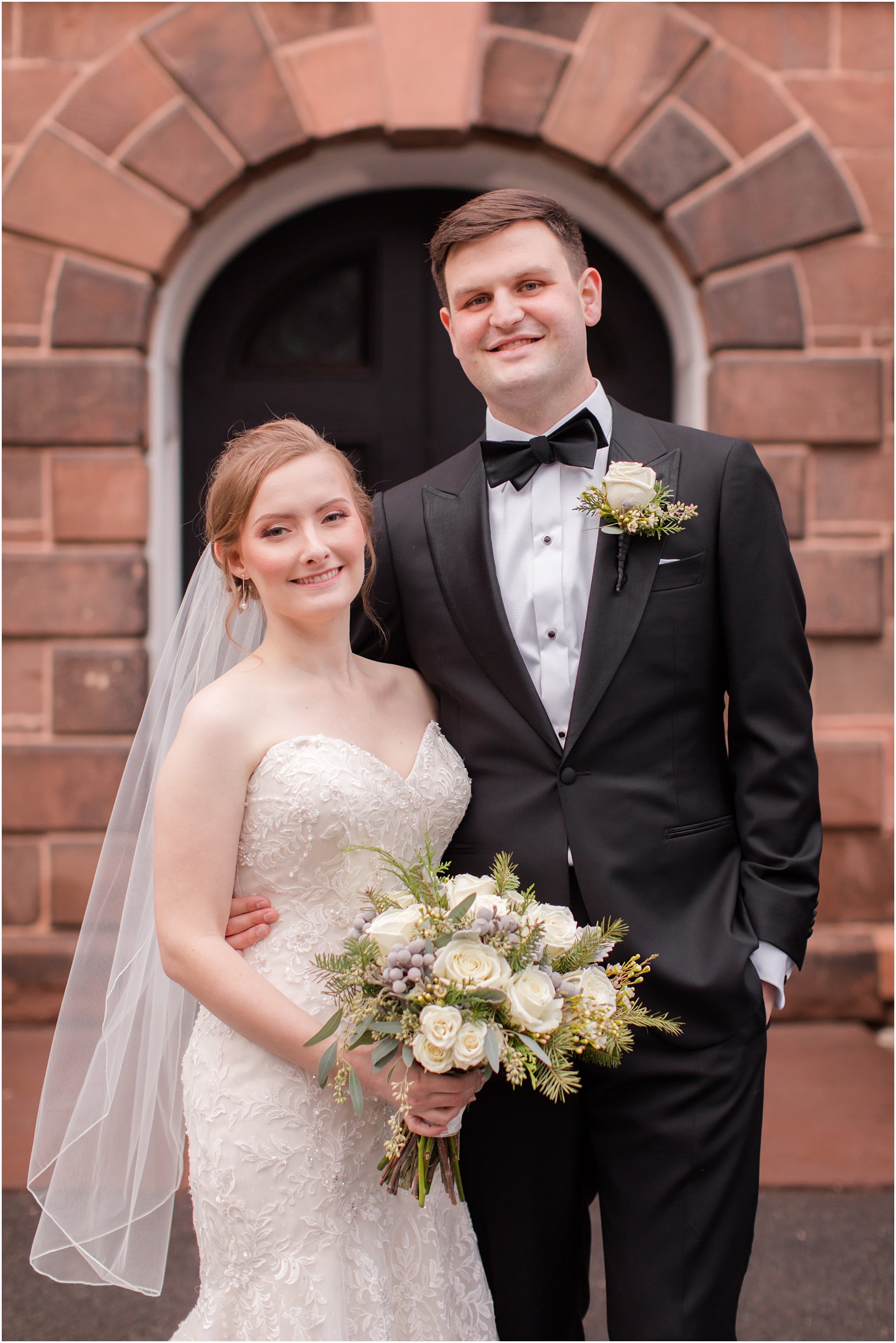 Bride and groom at Old Queens on Rutgers Campus in New Brunswick, NJ