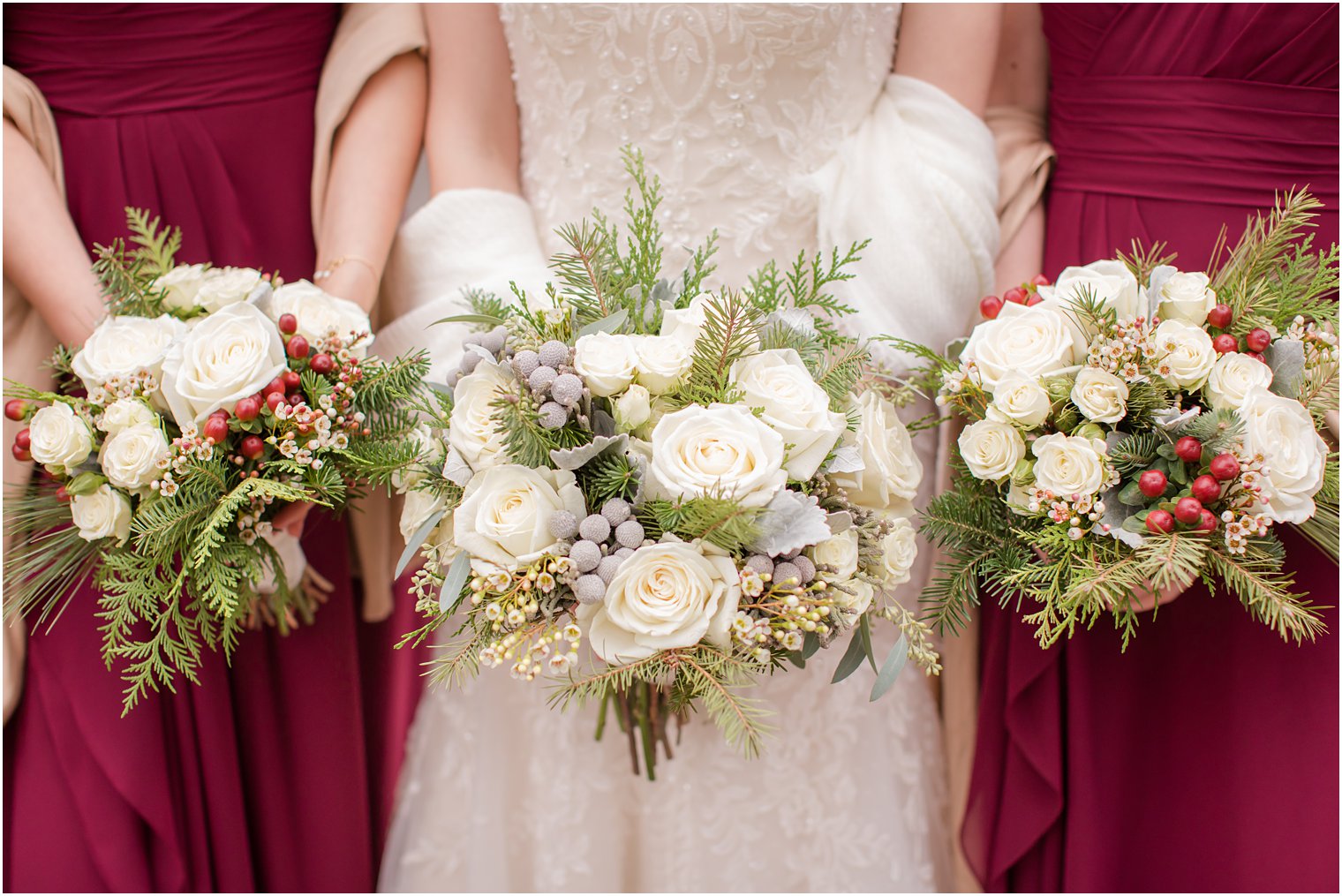 Winter wedding florals by Martinsville Florist