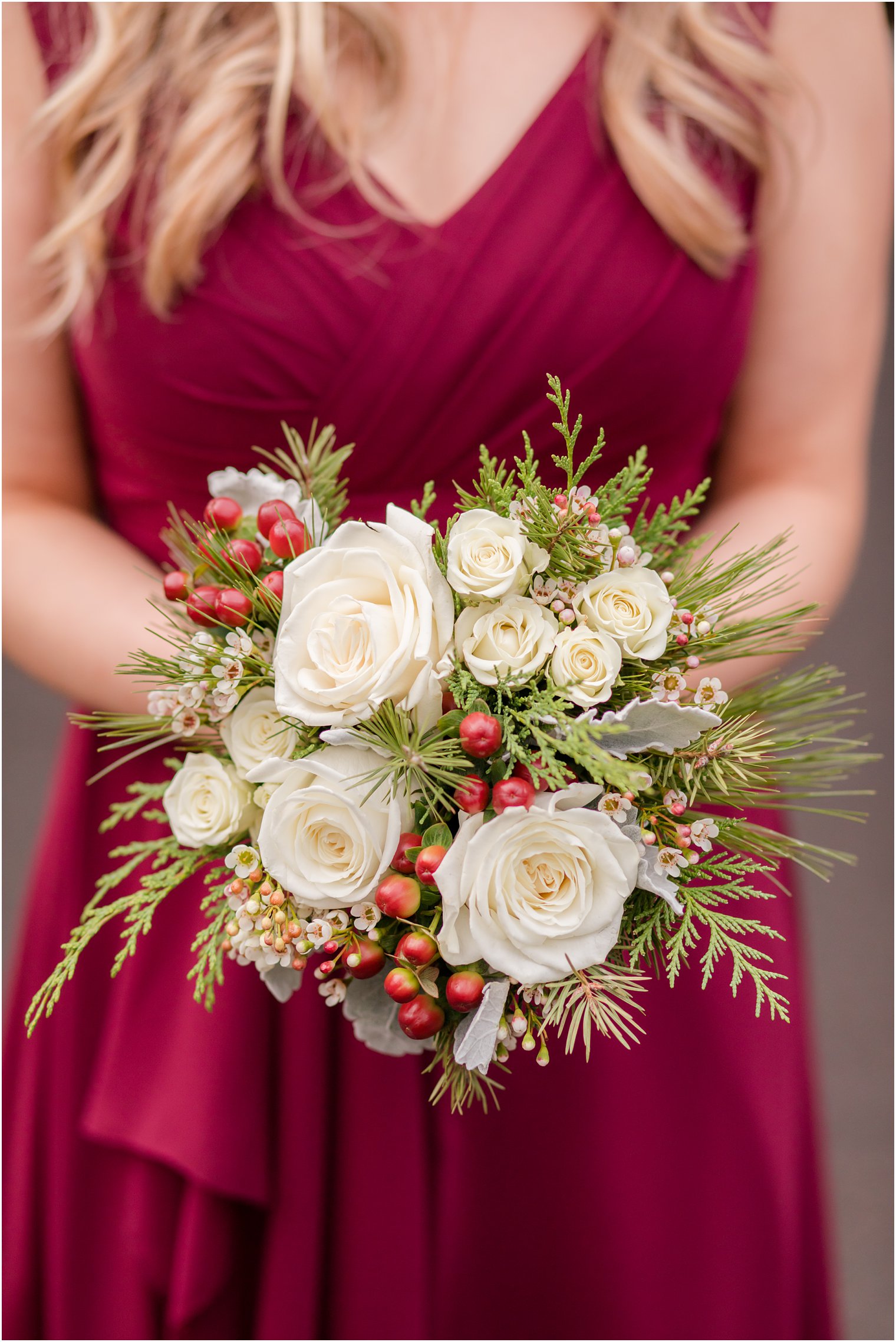 Winter bridesmaids bouquets by Martinsville Florist