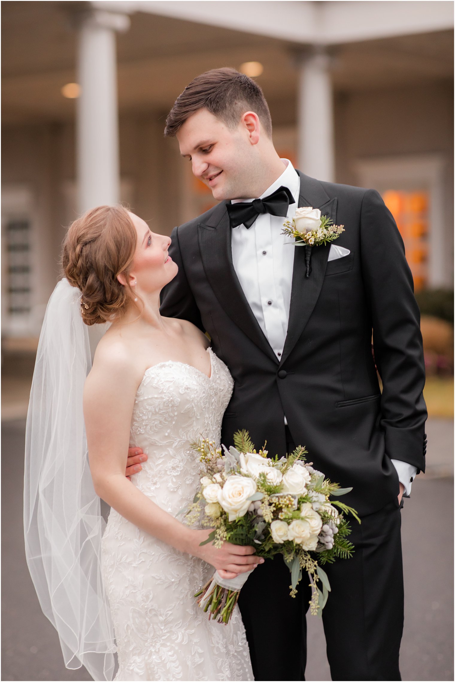 Bride and groom portraits at The Palace at Somerset Park in Somerset NJ