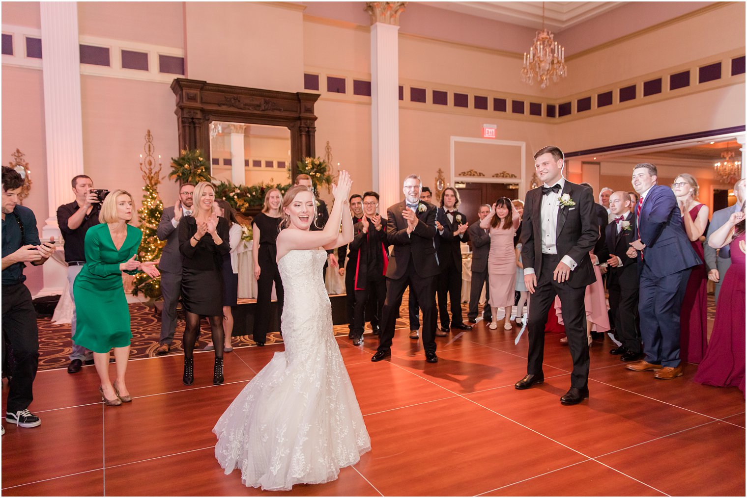 Guests dancing at wedding reception at The Palace at Somerset Park in Somerset NJ