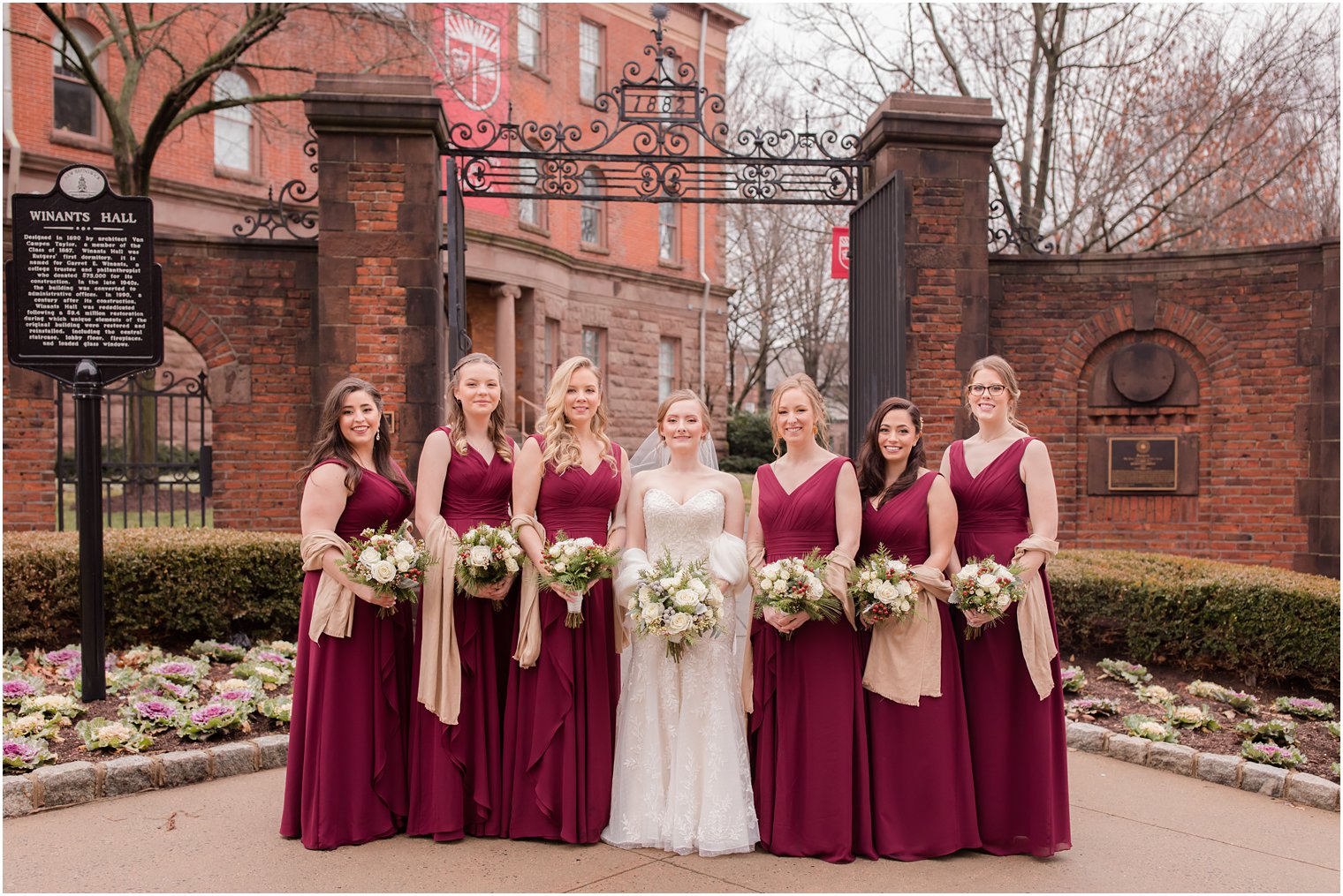 Bridesmaids at Old Queens on Rutgers Campus in New Brunswick, NJ