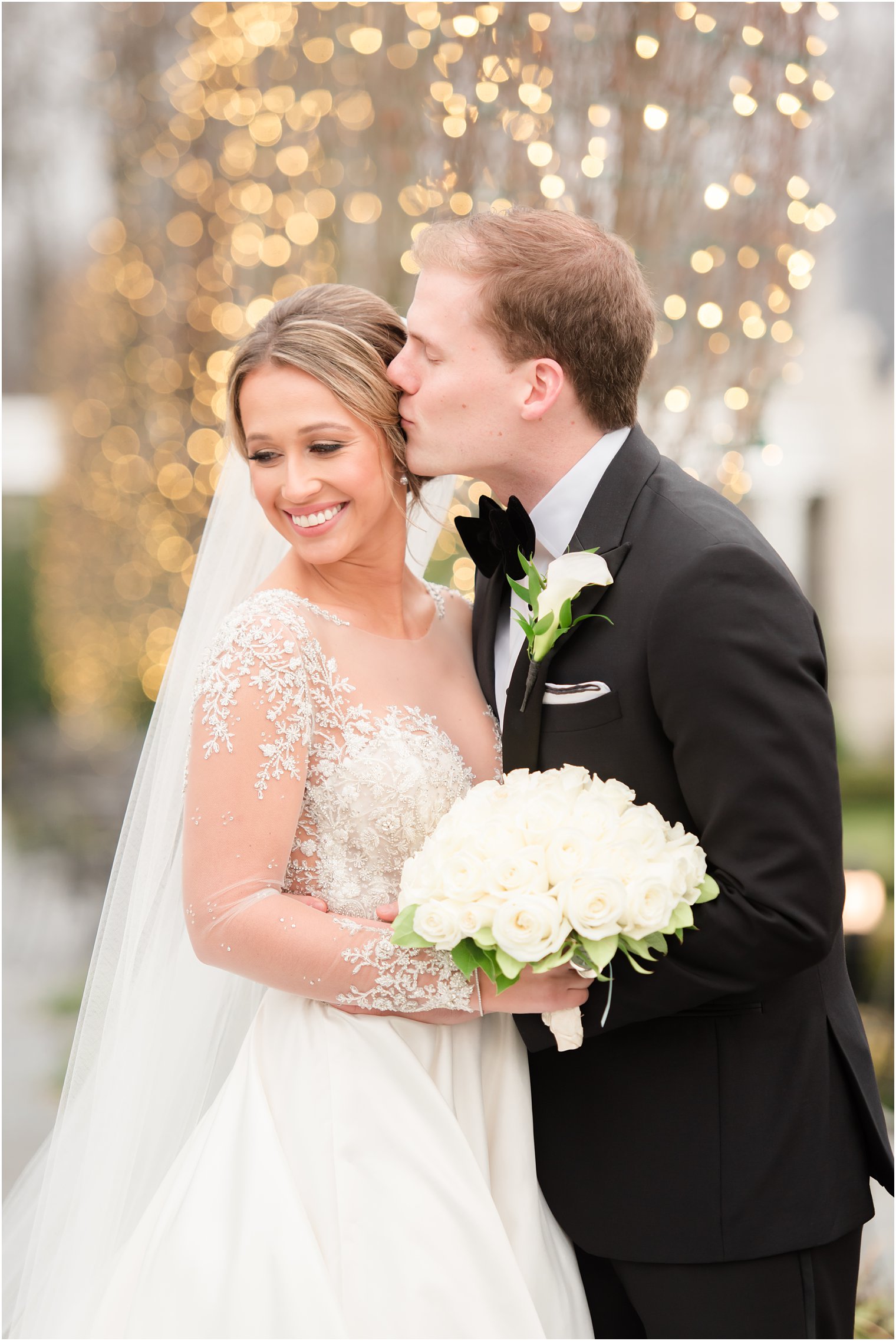 Bride and groom at Winter wedding at Park Chateau Estate and Gardens