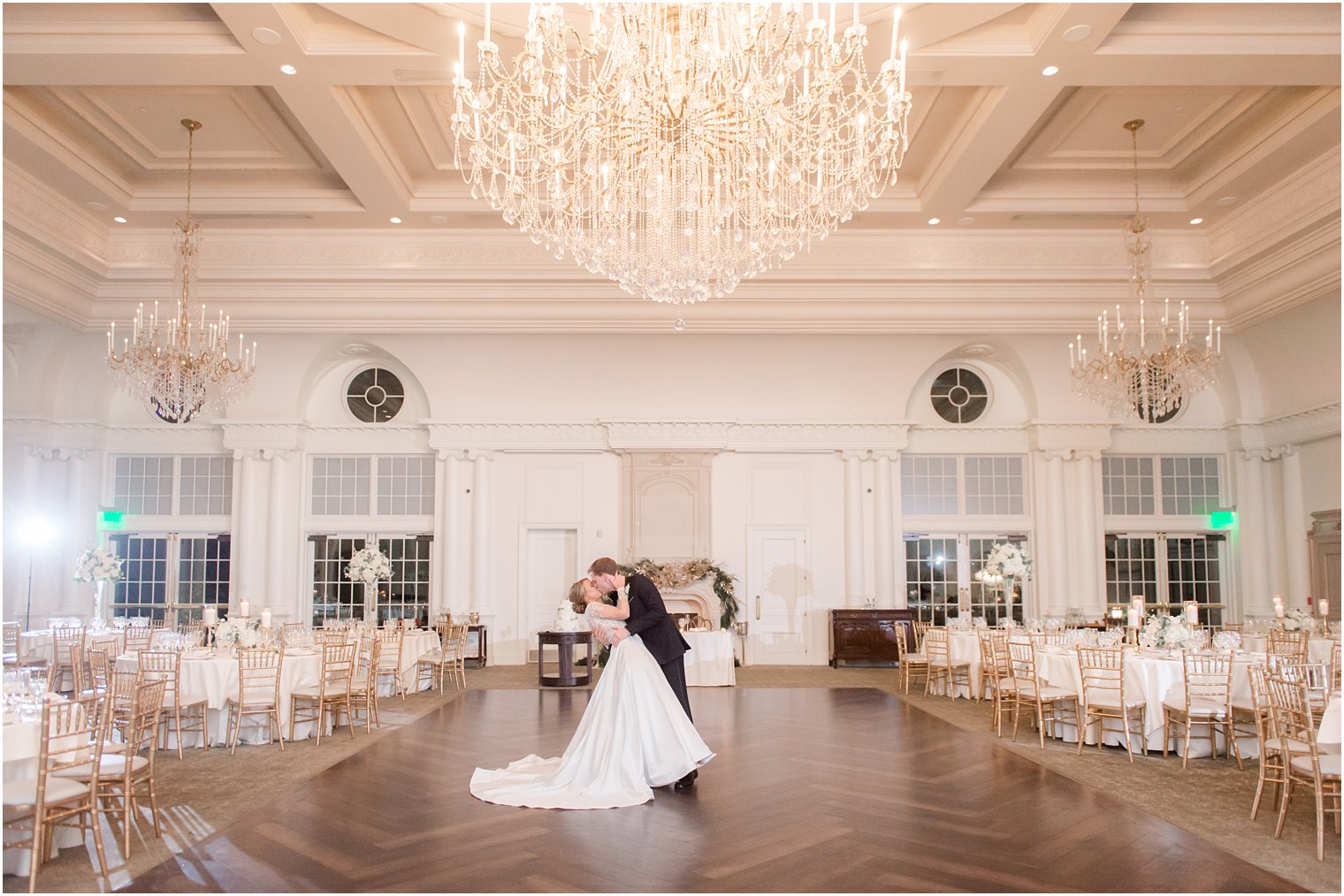 Bride and groom dancing in ballroom at Park Chateau Estate | Winter wedding by Idalia Photography Associates