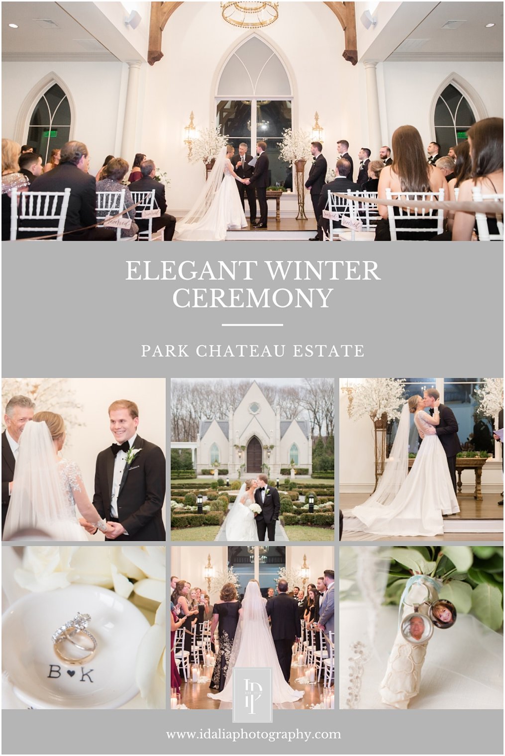 Check out this winter ceremony in the beautiful chapel at Park Chateau Estate and Gardens | Photos by Idalia Photography