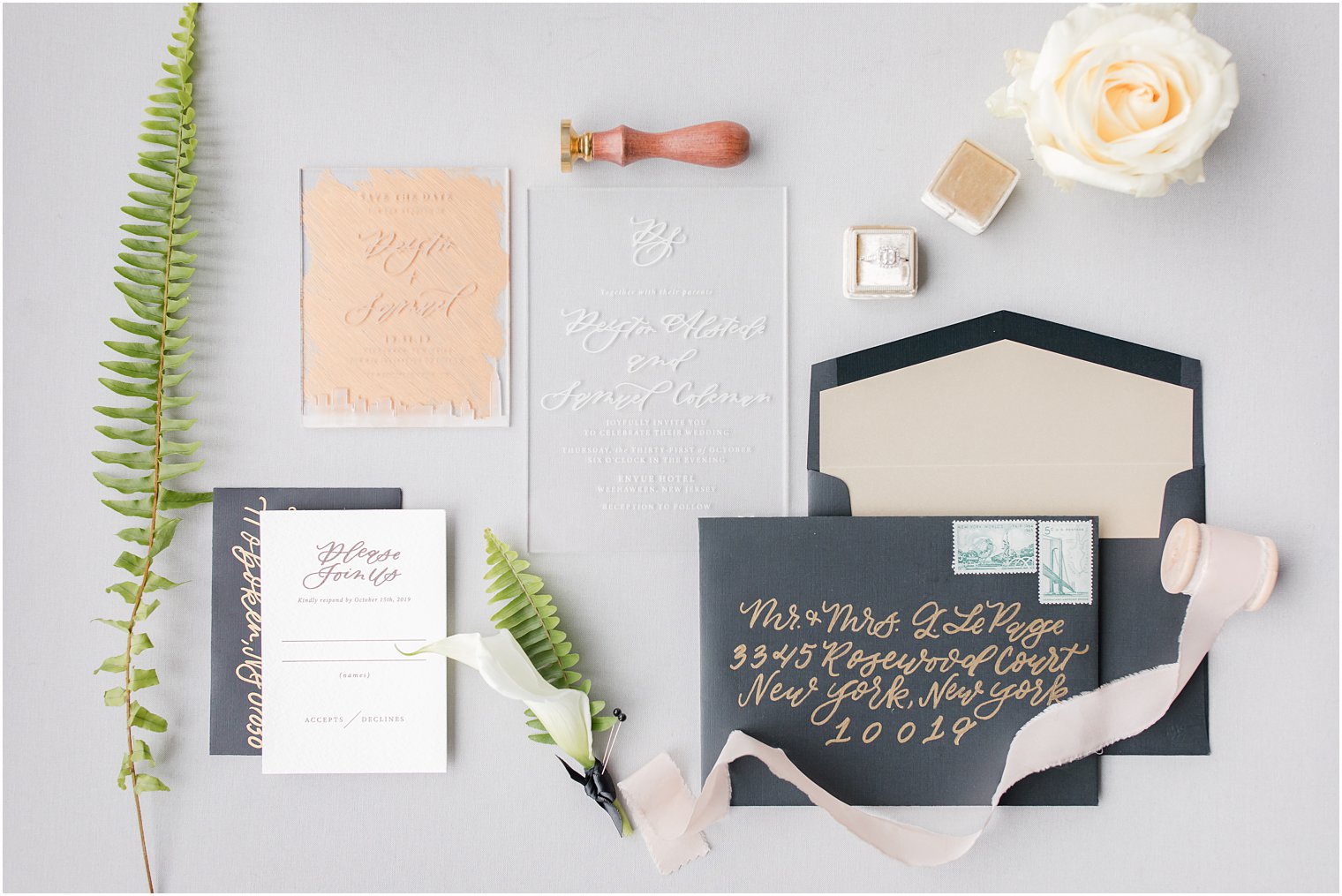 Modern wedding invitation by Lace and Bell | Envue Hotel Wedding Editorial