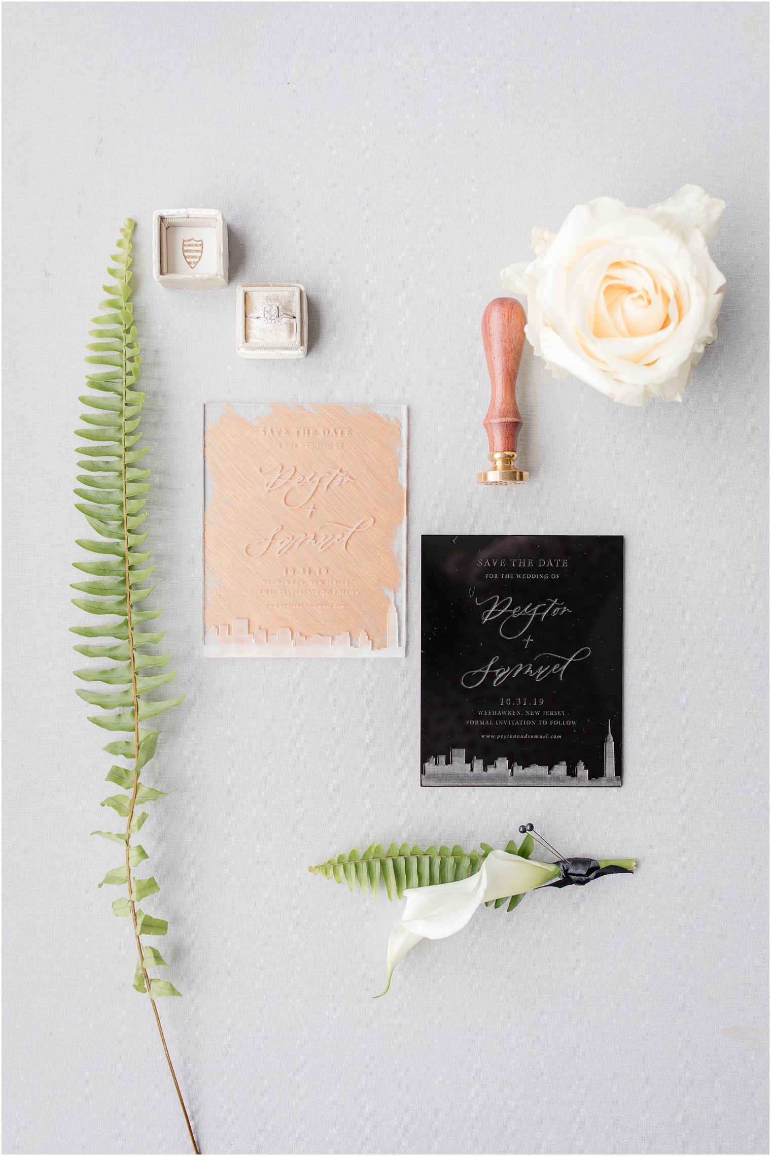 Gold and black Save The Dates by Lace and Bell | Envue Hotel Wedding Editorial