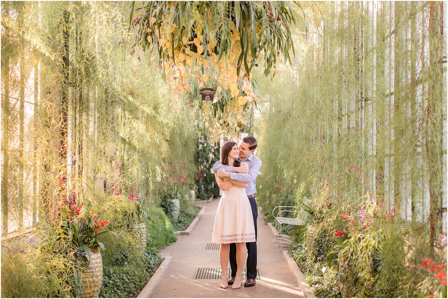 Winter engagement photos at Longwood Gardens