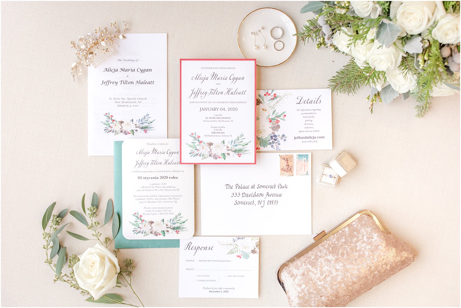 Winter-themed wedding invitation 