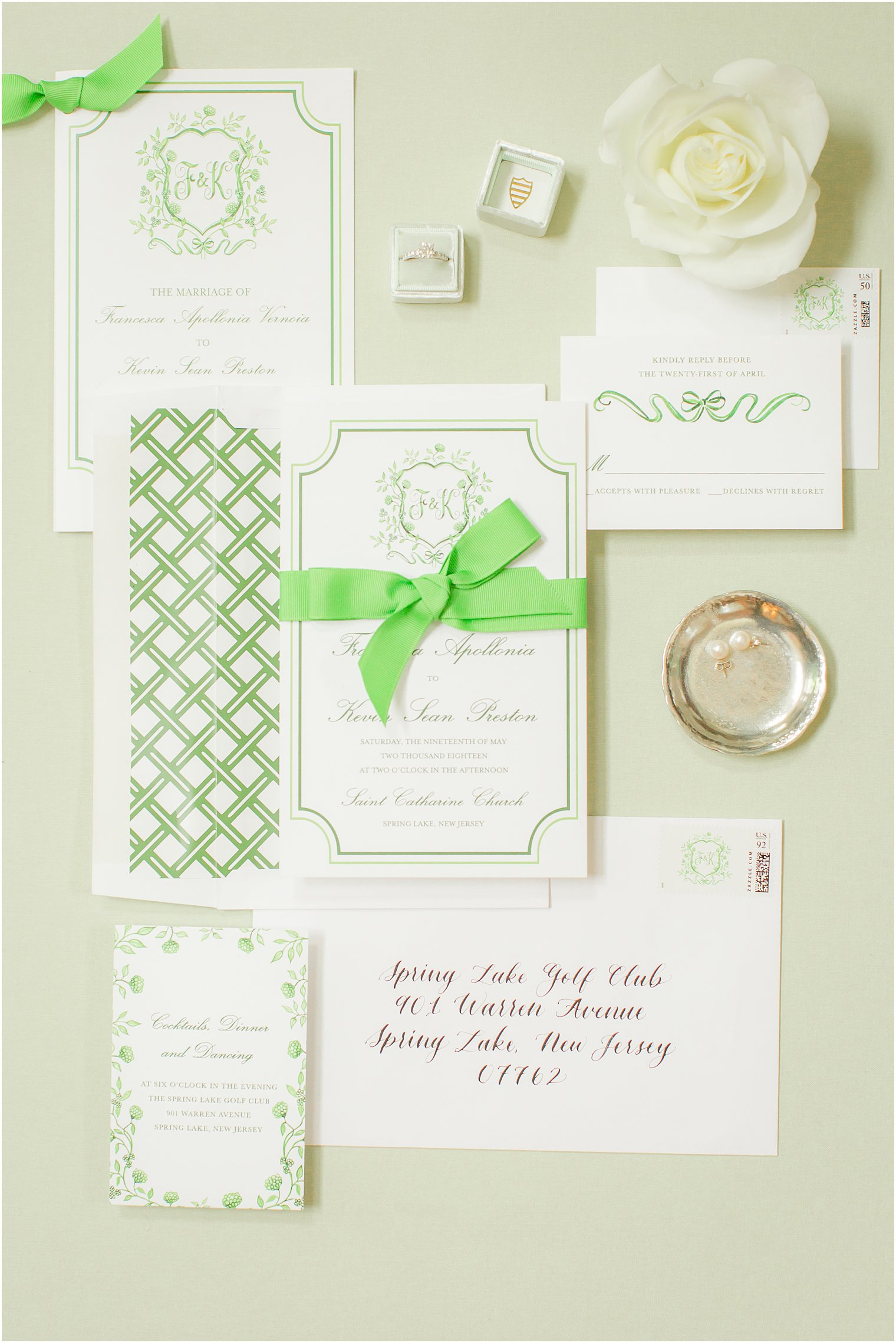 Green wedding invitation 