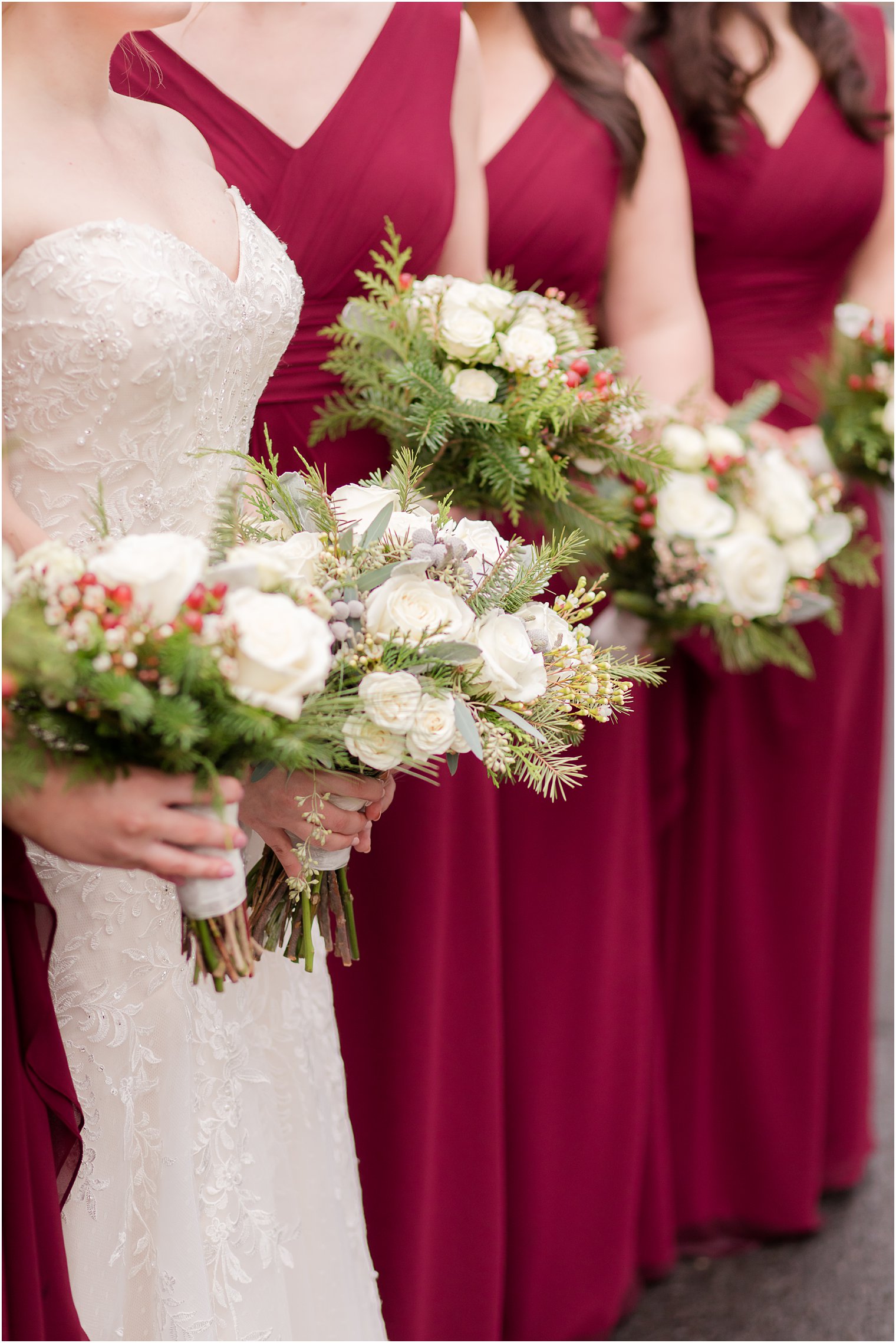 Winter wedding bouquets by Martinsville Florist