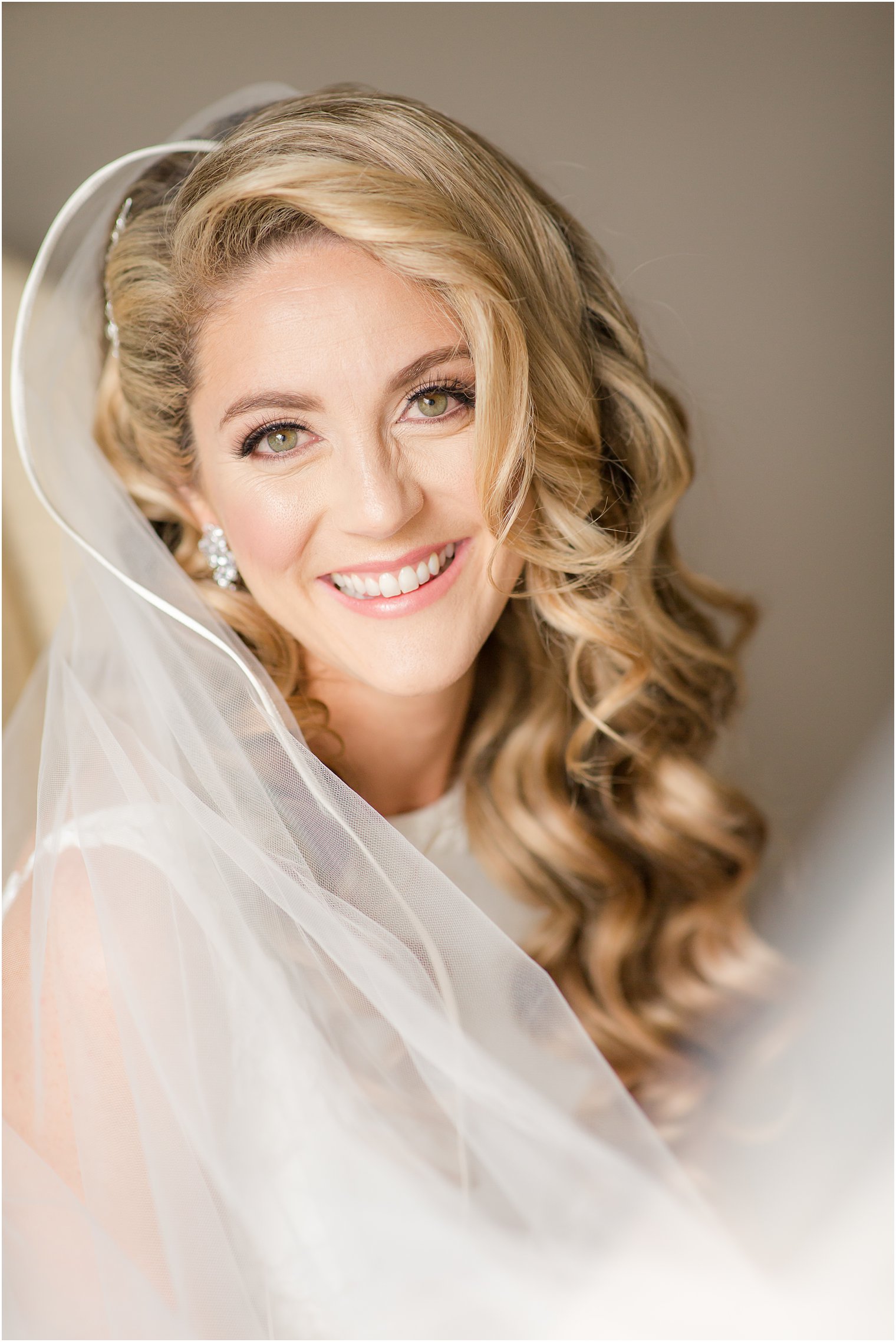 Bridal portrait with long veil