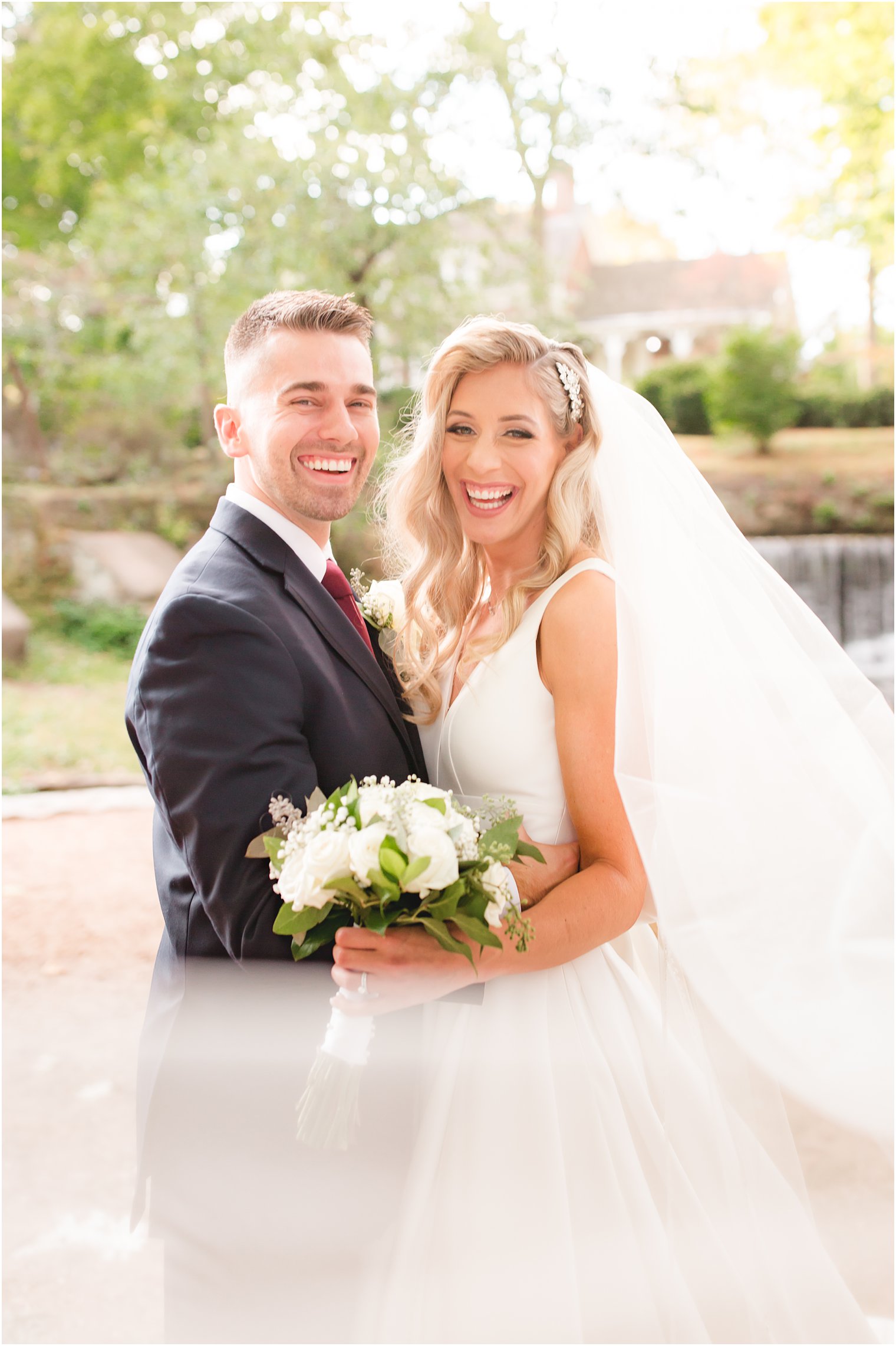 Bride and groom laughing and smiling at Westmount Country Club wedding