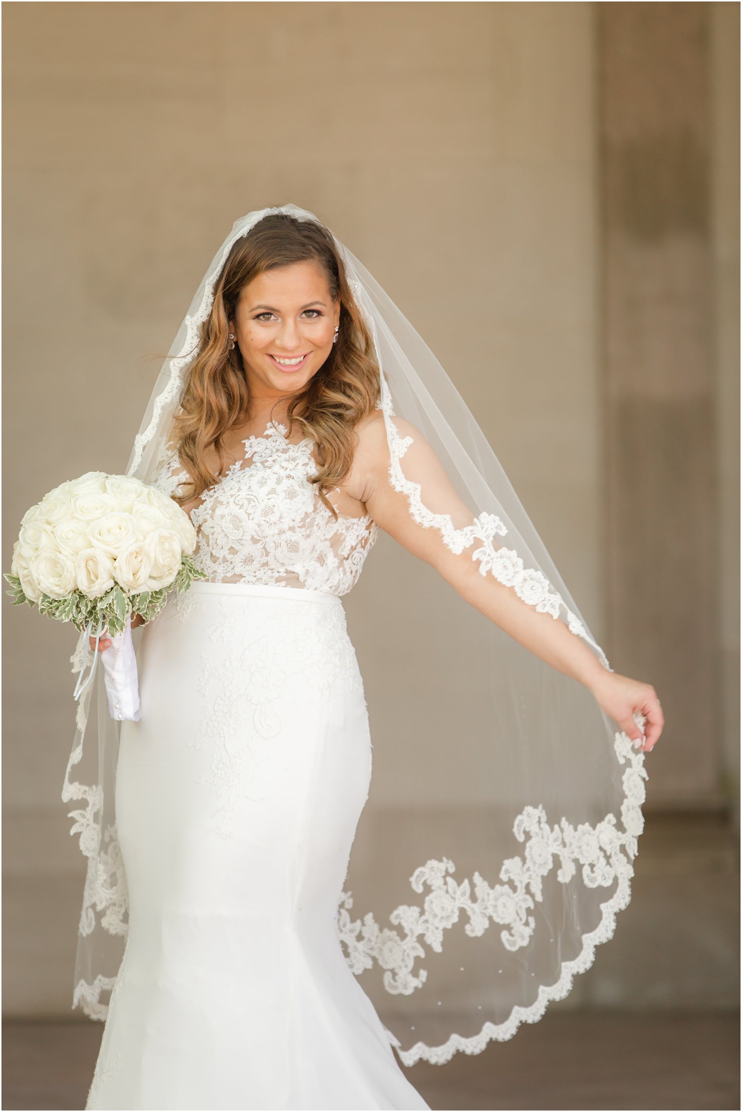 Bride's veil with intricate embroidery