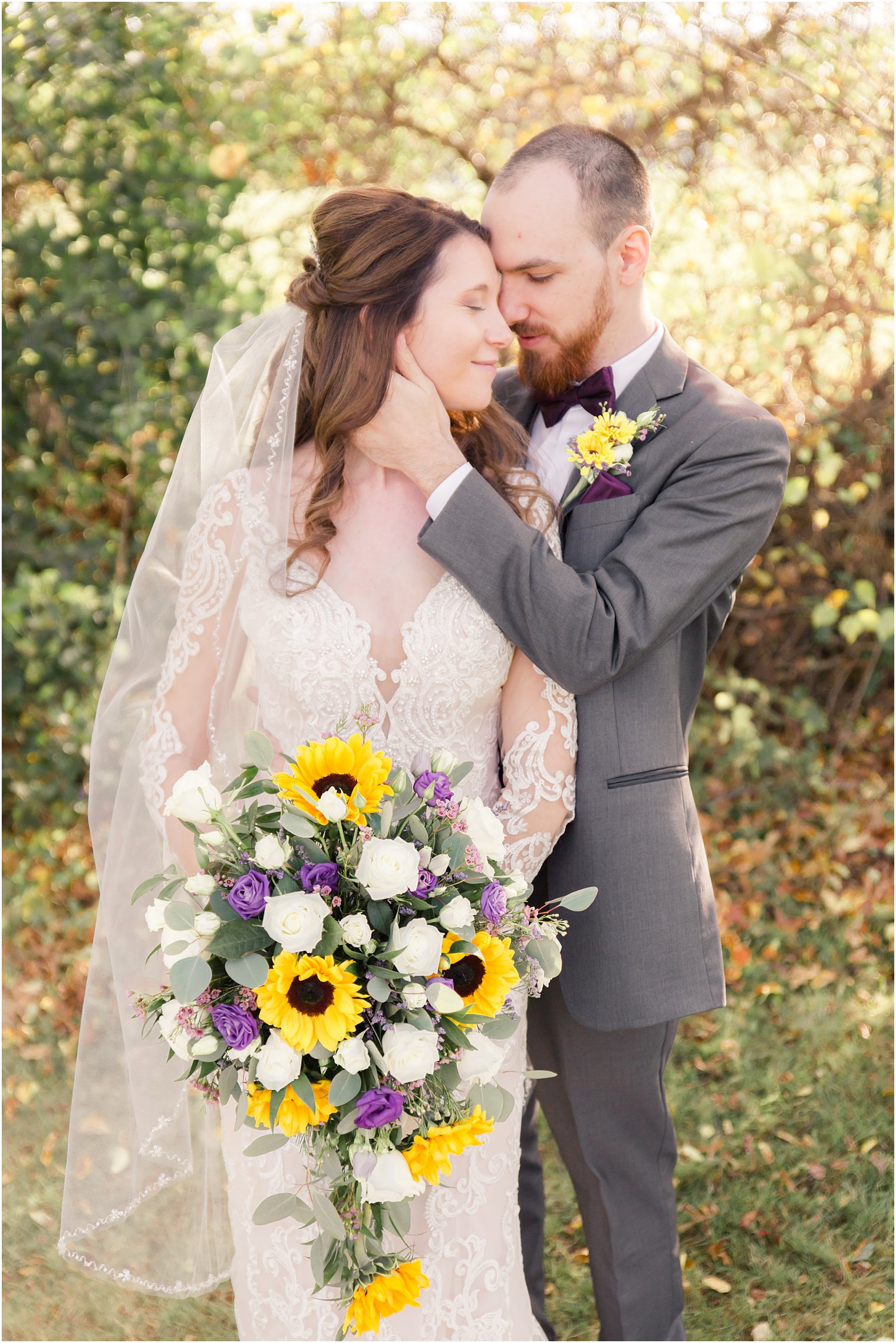 Romantic photo of bride and groom at Basking Ridge Country Club