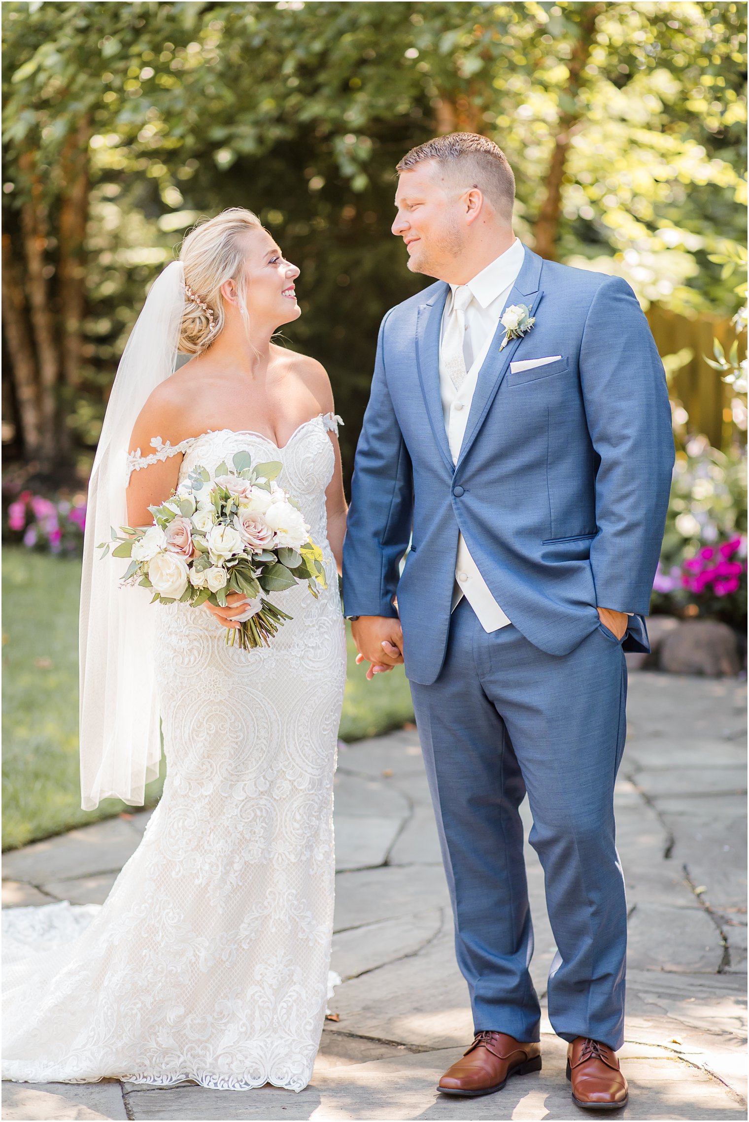 Candid moment between bride and groom at The English Manor