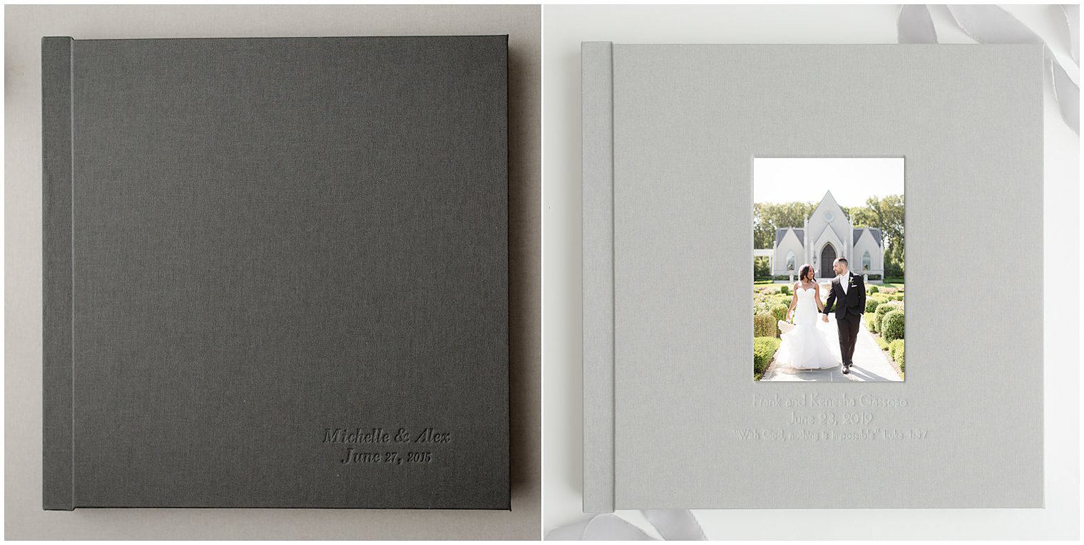 Linen album with inset cover photo