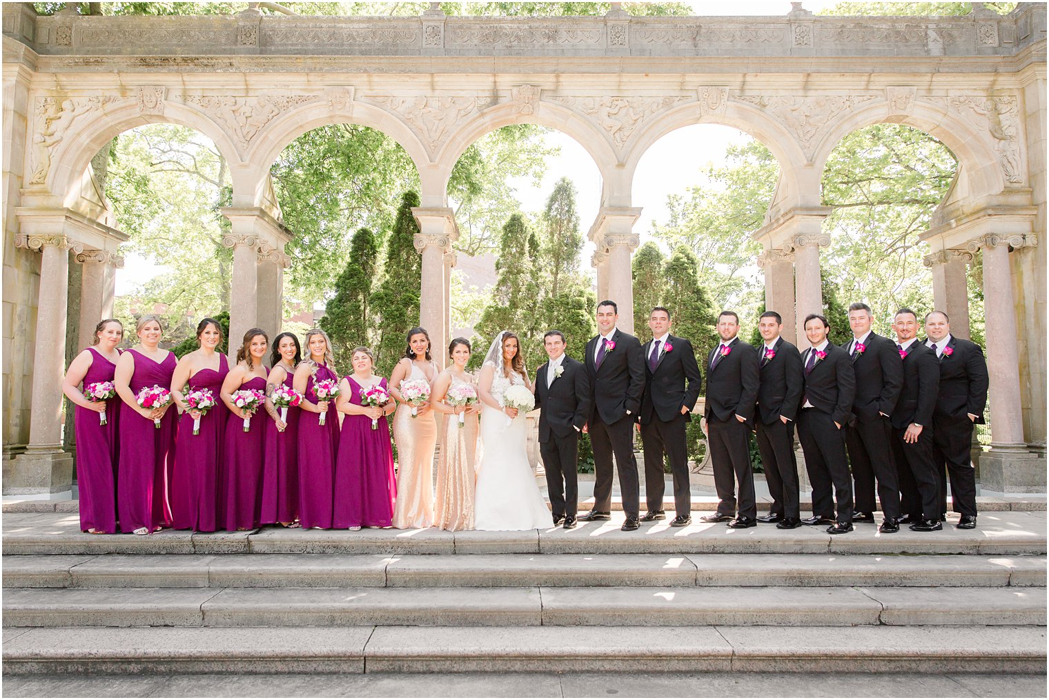 Bridal party photos at Monmouth University