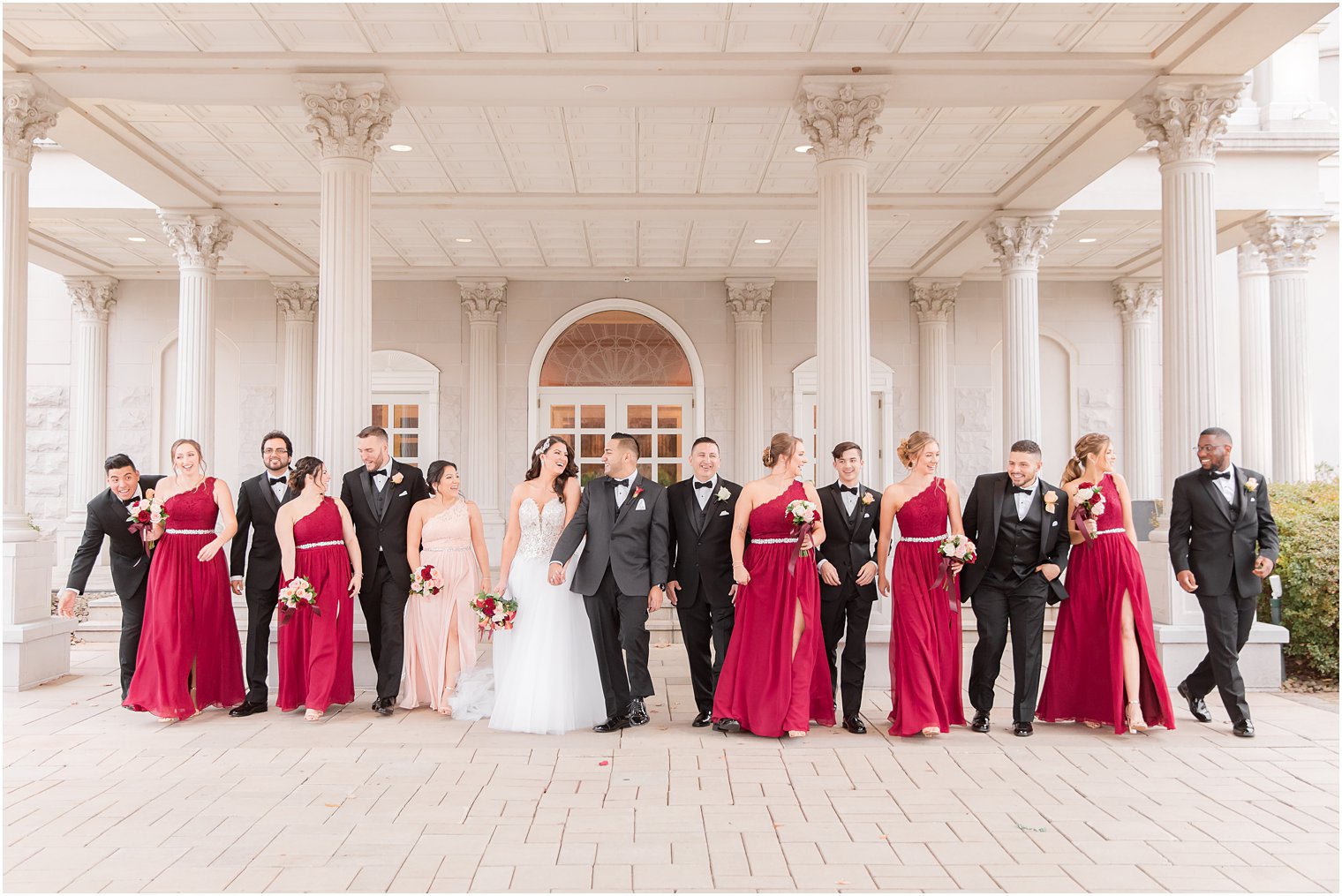 Relaxed bridal party photo at The Palace at Somerset Park