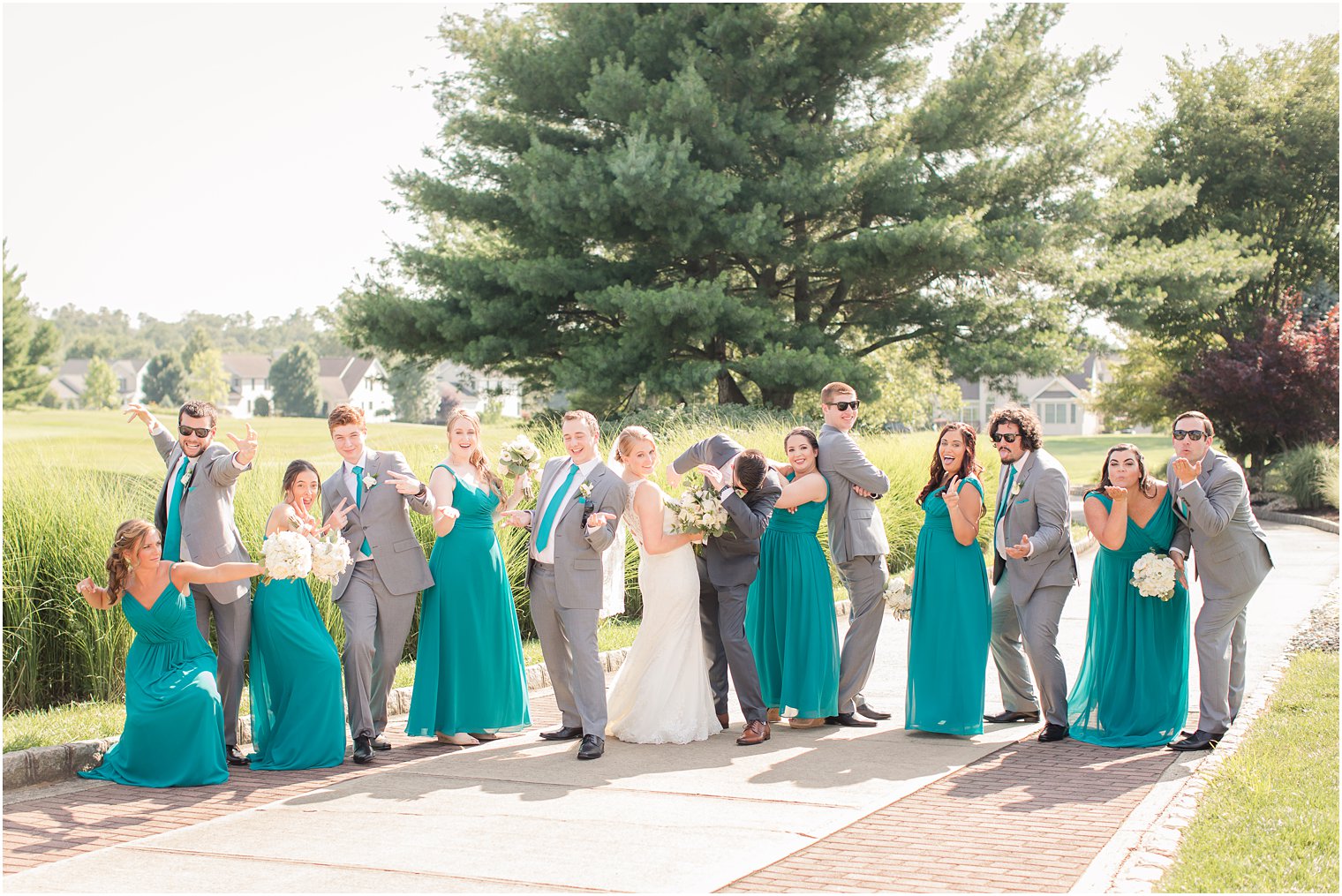 Fun bridal party posing idea at Battleground Country Club