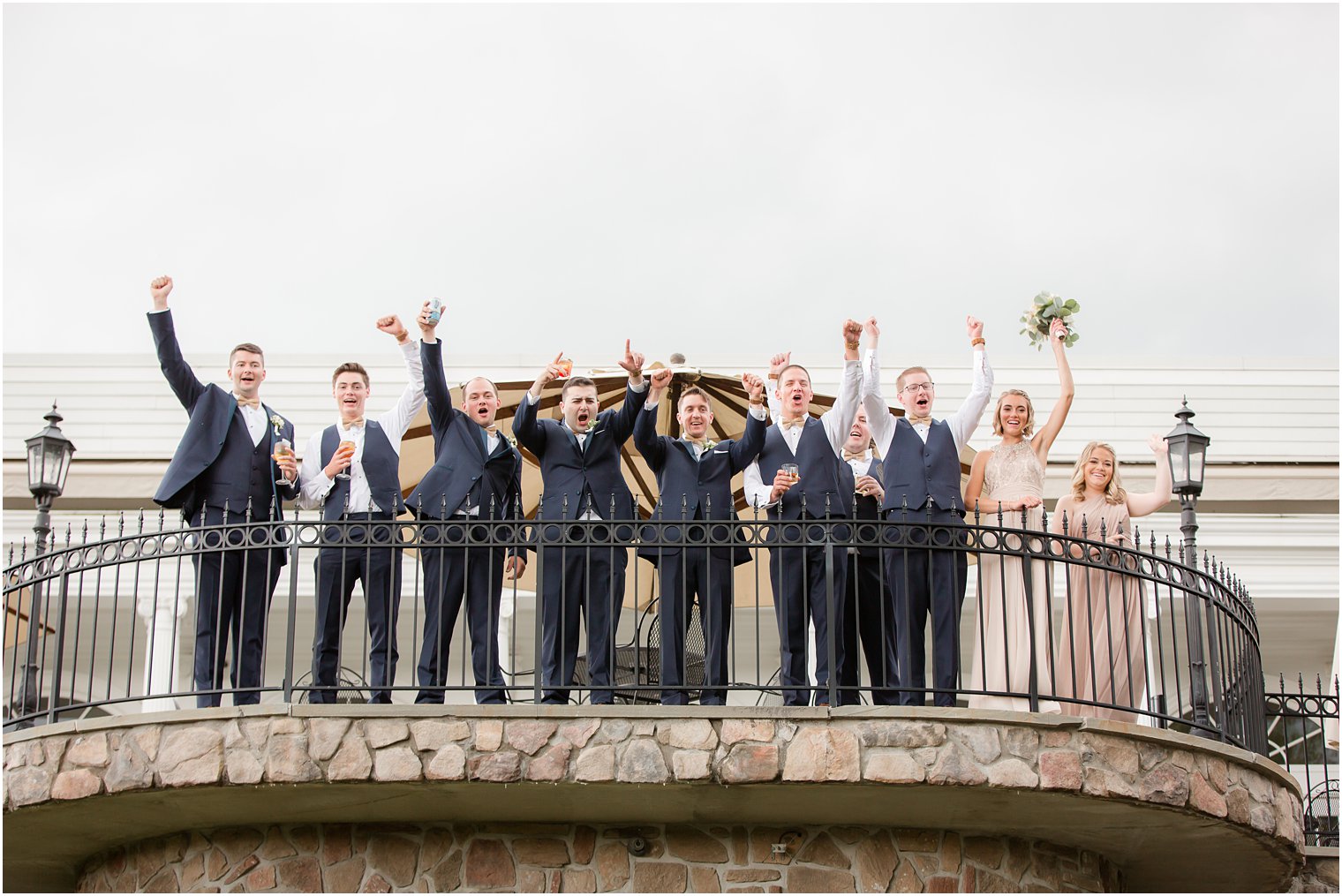 Bridal party cheering for bride and groom at Park Savoy Estate
