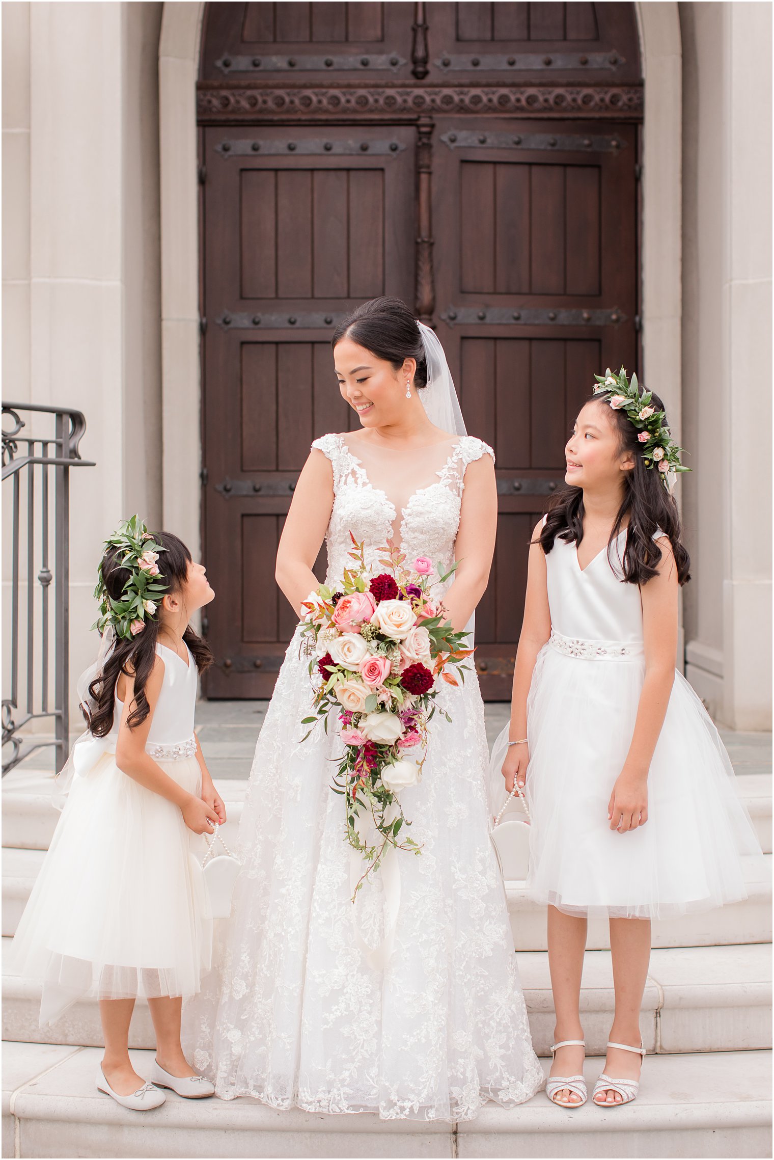 Bride and flower girls