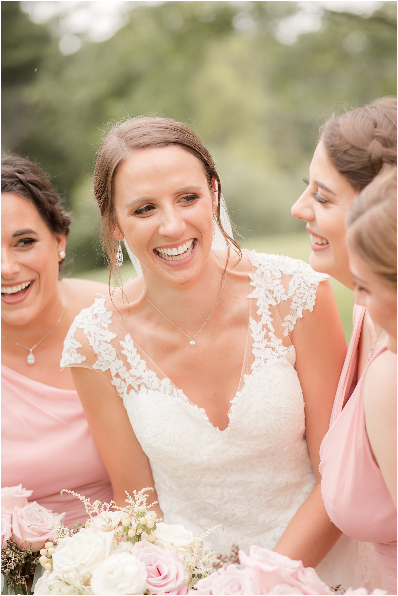 Bridesmaid smiling at her bridesmaids