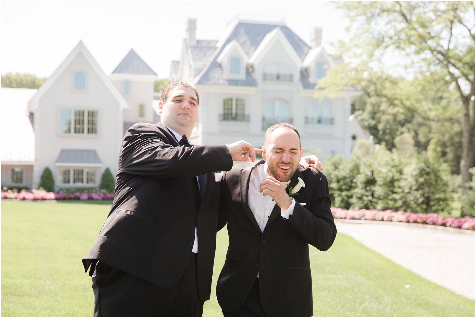 Groom and groomsmen silly photo