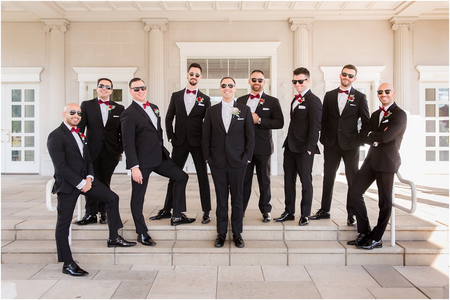 Groomsmen wearing sunglasses