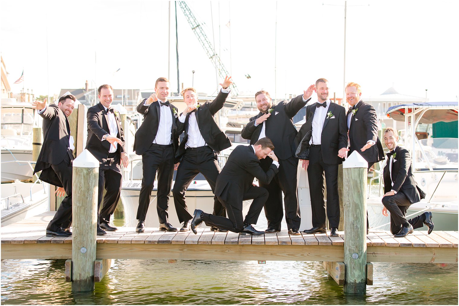 Fun groomsmen photo at Bay Head Yacht Club