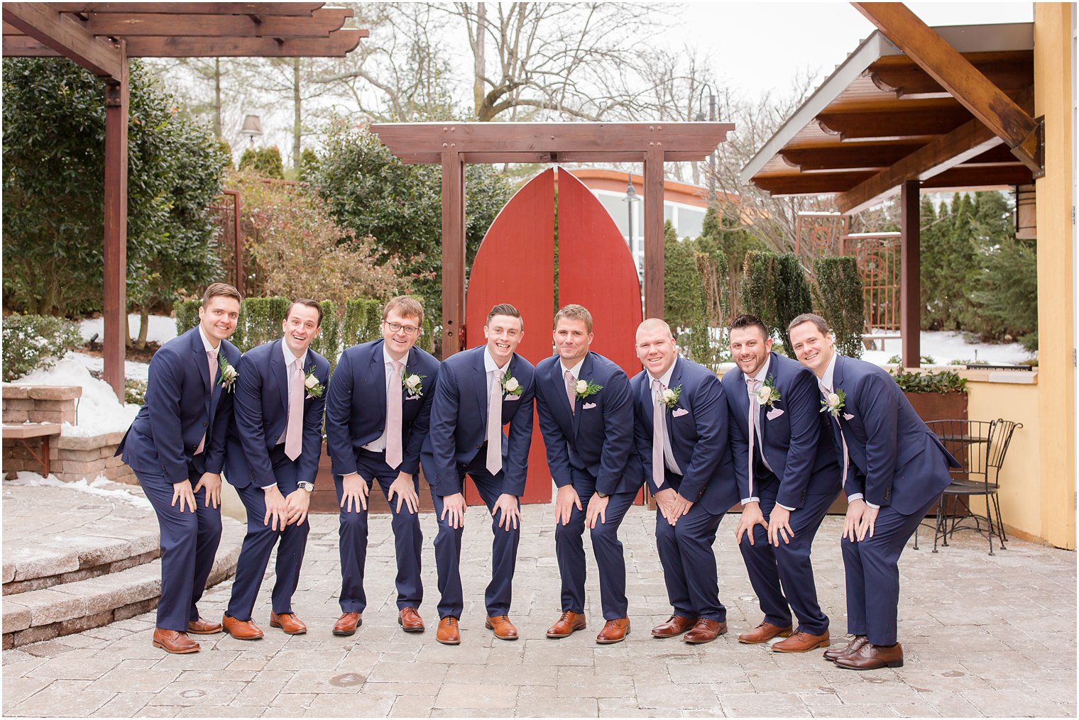 Fun groomsmen photo at Stone House at Stirling Ridge