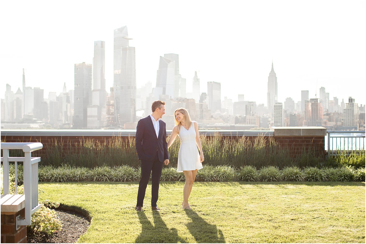 Natural posing | Hoboken Rooftop Engagement by Idalia Photography