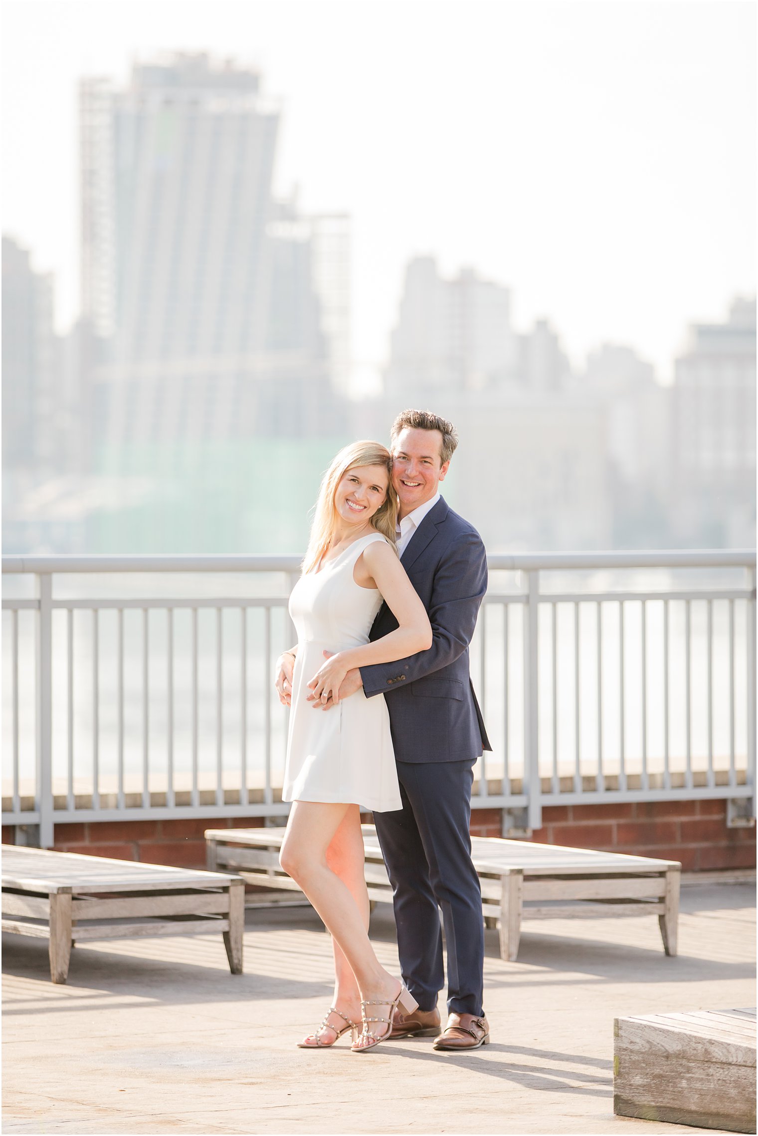 Classic engagement pose | Hoboken Rooftop Engagement by Idalia Photography