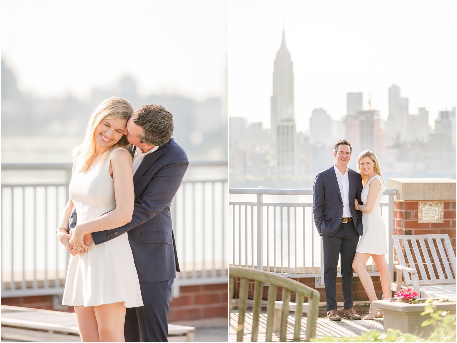 Engaged couple during Hoboken Rooftop Engagement by Idalia Photography