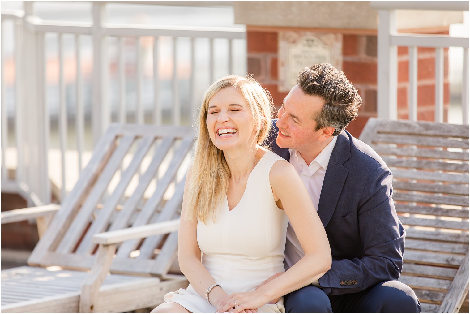 Natural expressions during Hoboken Rooftop Engagement by Idalia Photography