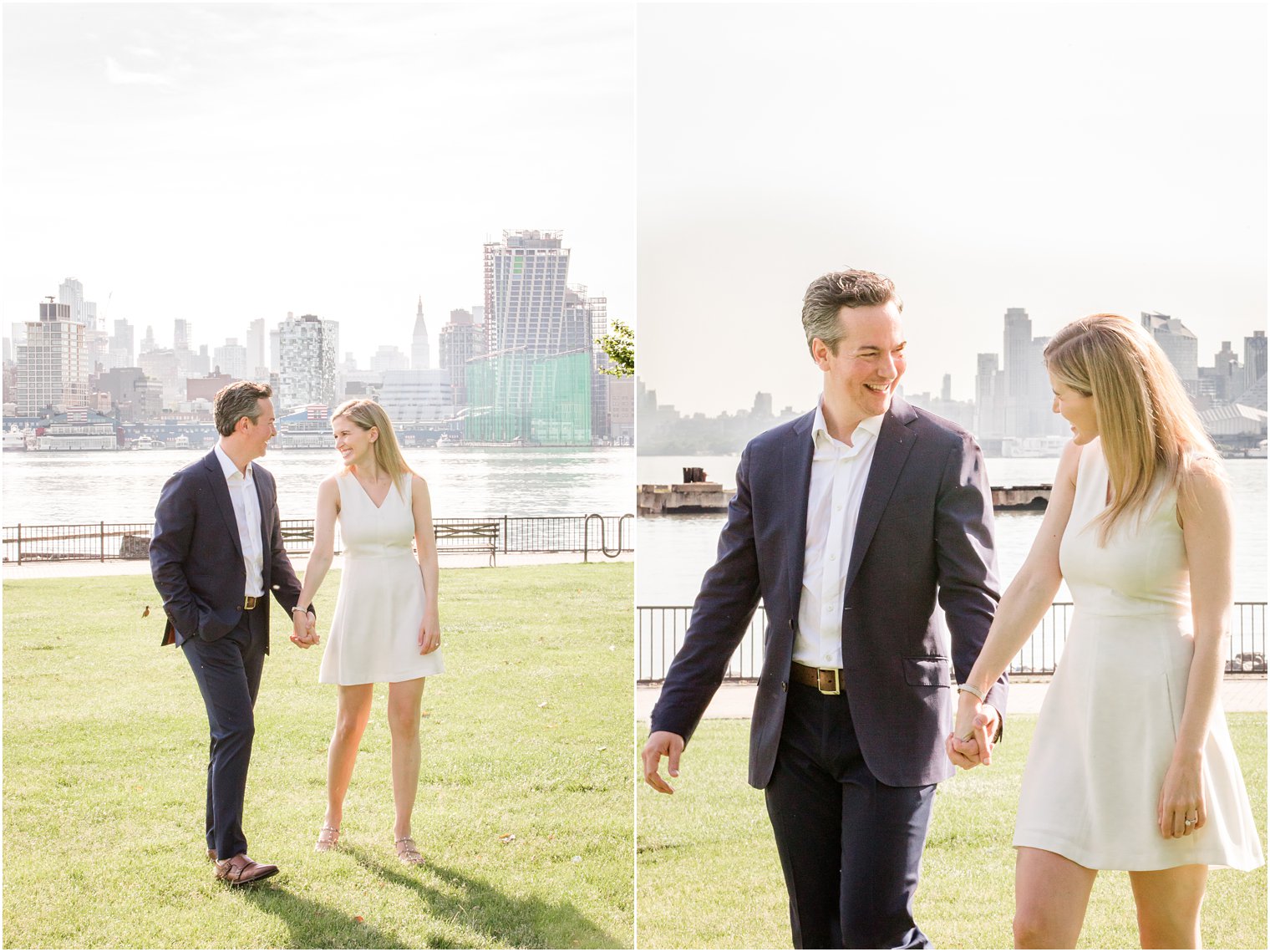 Candid photos during Hoboken Rooftop Engagement by Idalia Photography