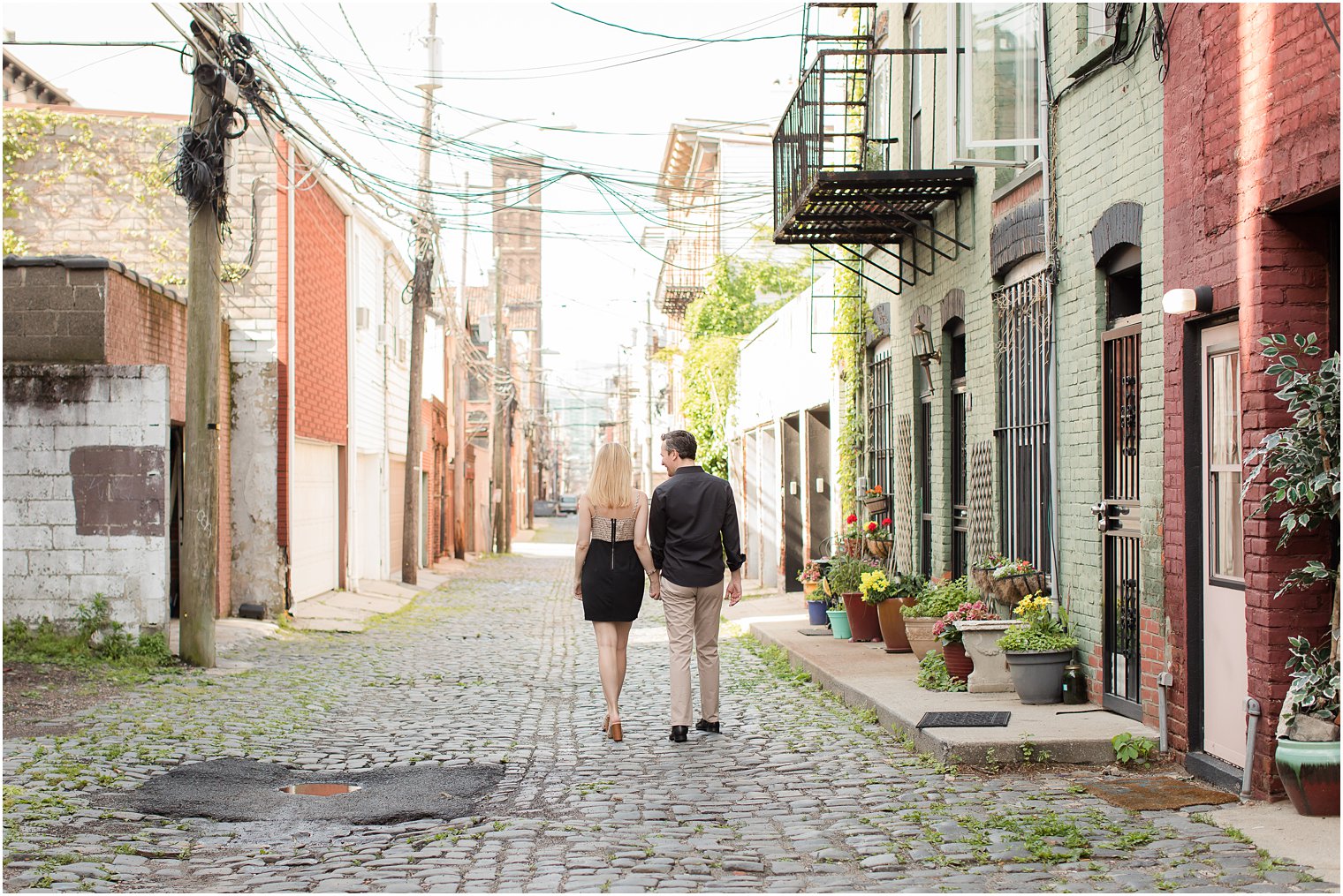 Couple walking away in Court Street