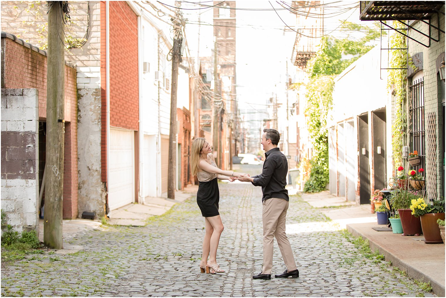 Couple dancing on Court Street in Hoboken