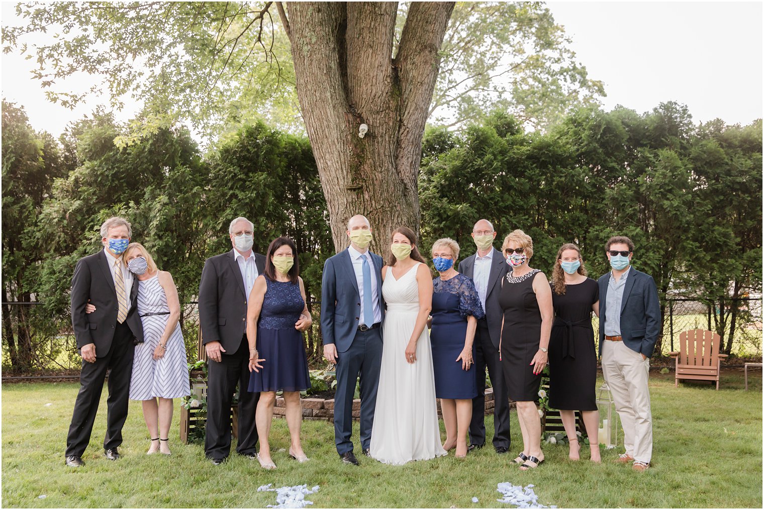 COVID-19 family portrait | NJ backyard wedding by Idalia Photography