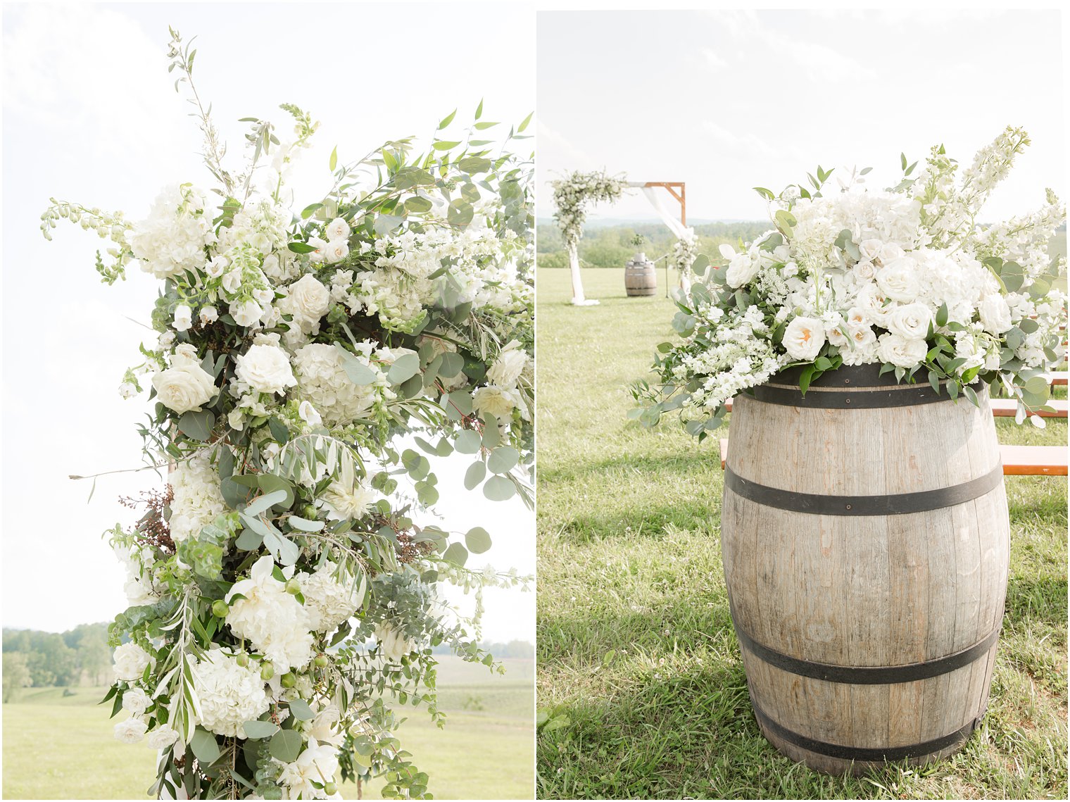 Wedding ceremony at Stone Tower Winery | Florals by Holly Chapple