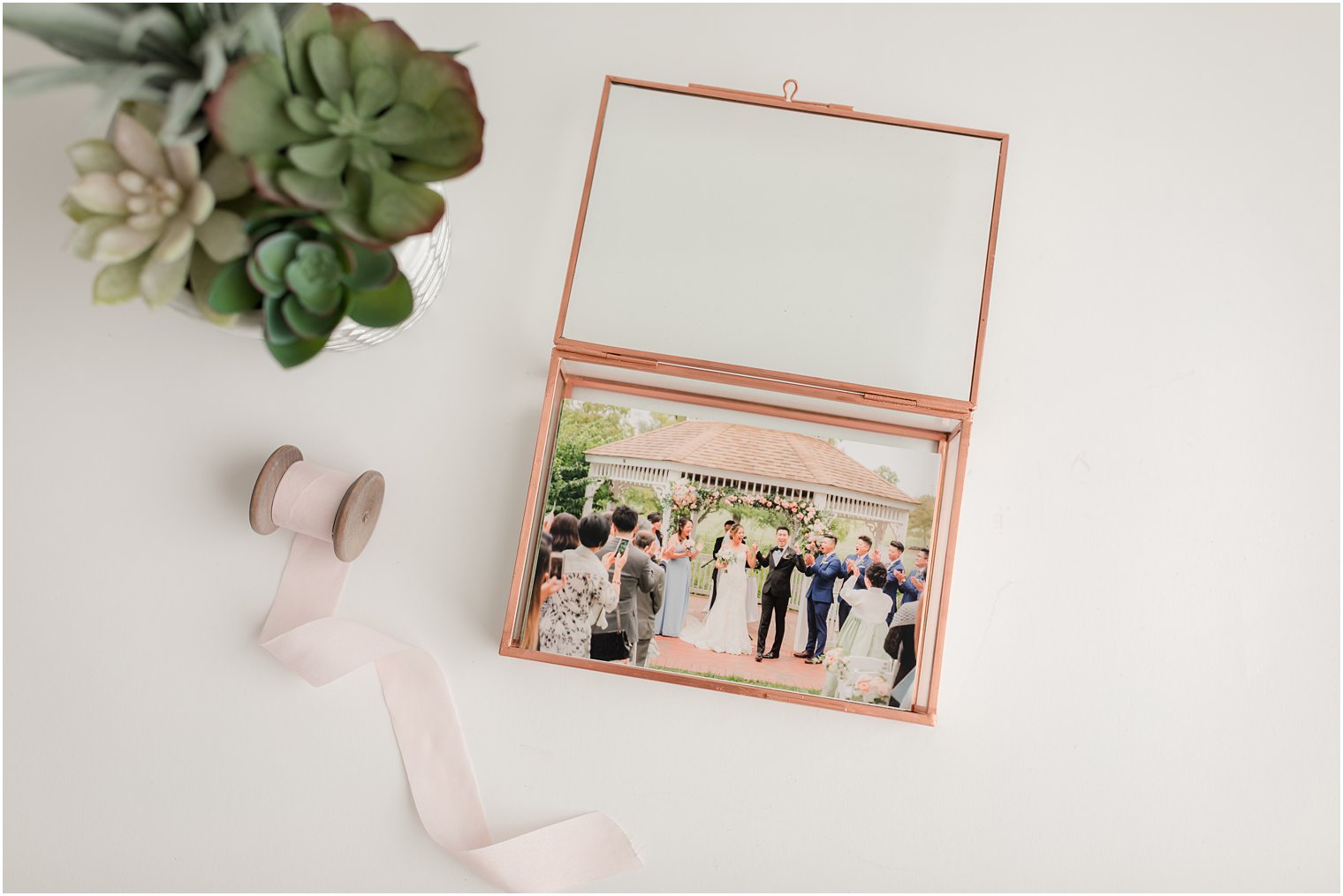 Glass box with photo prints