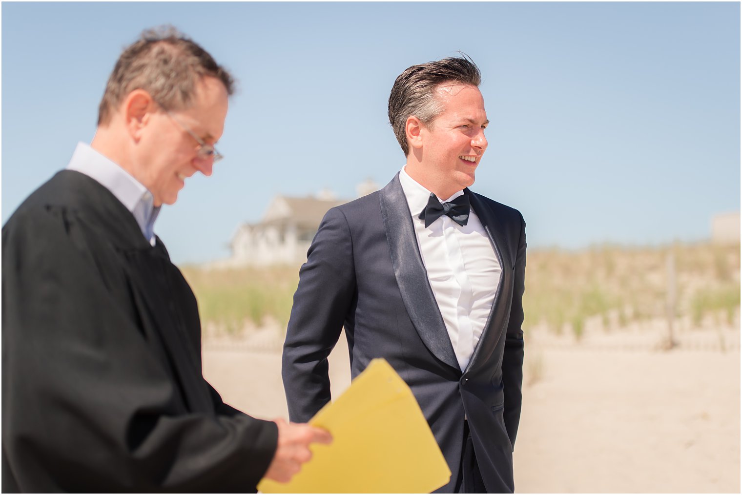 Groom seeing bride walk down the aisle