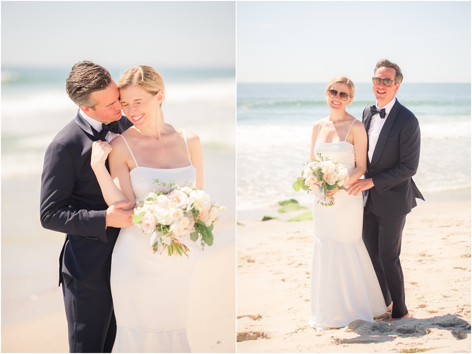 Bride and groom photos on the beach on LBI