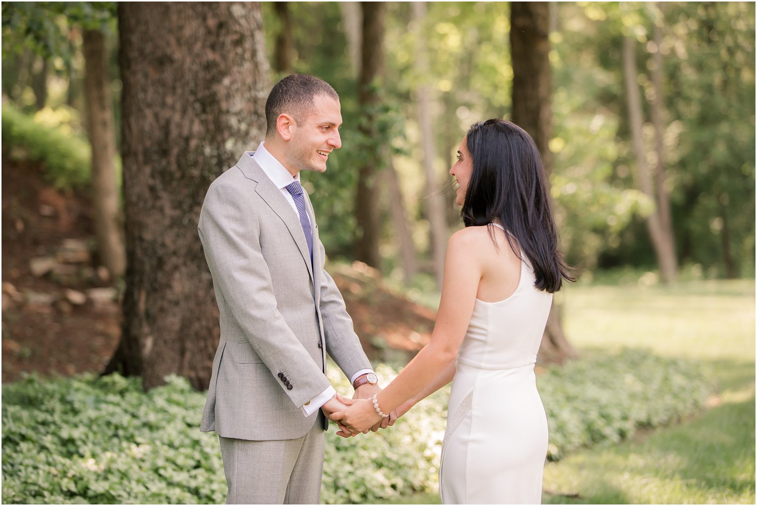 Bride and groom first look photos in New Hope PA micro wedding