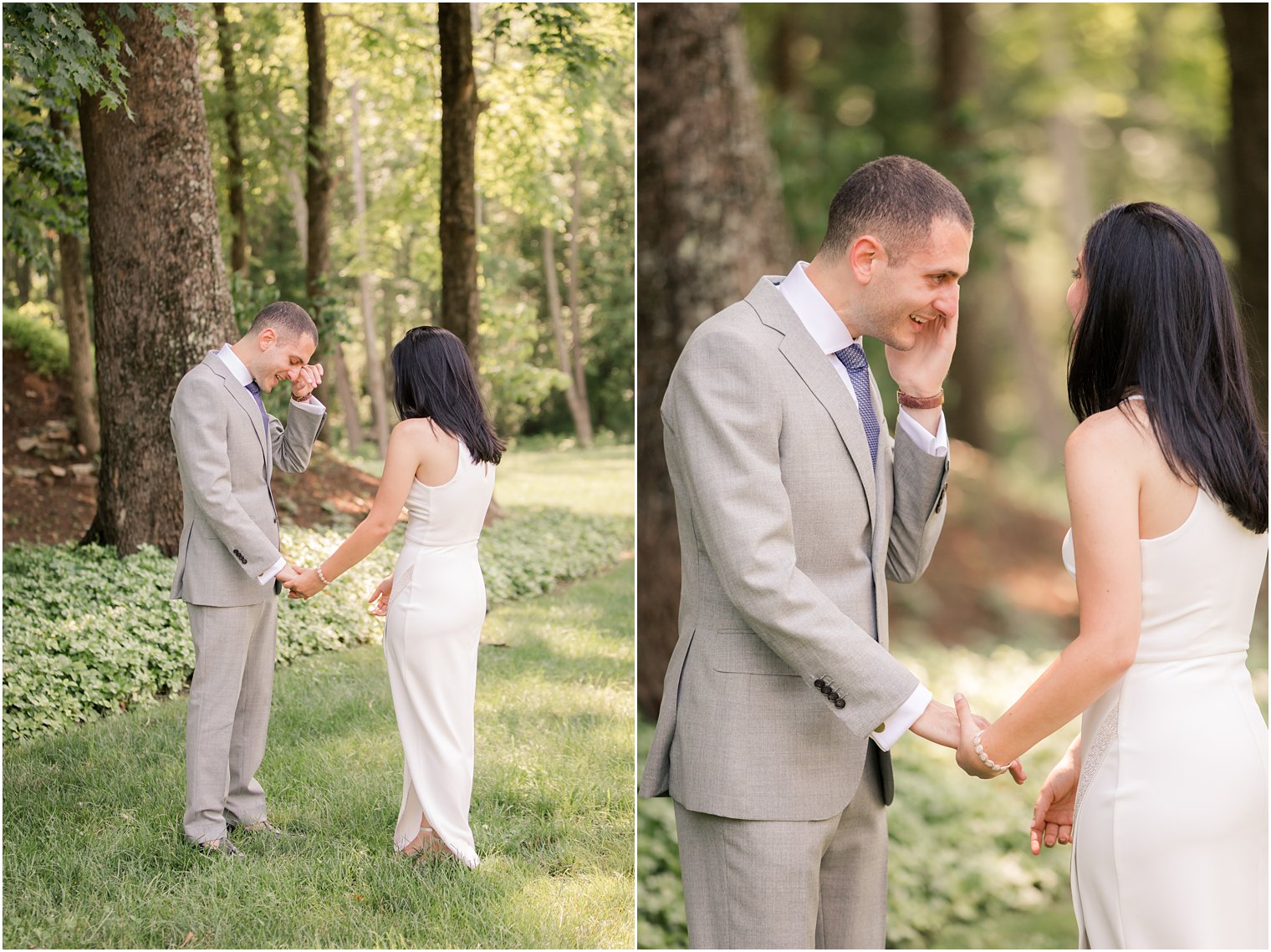 Bride and groom first look photos in New Hope PA micro wedding