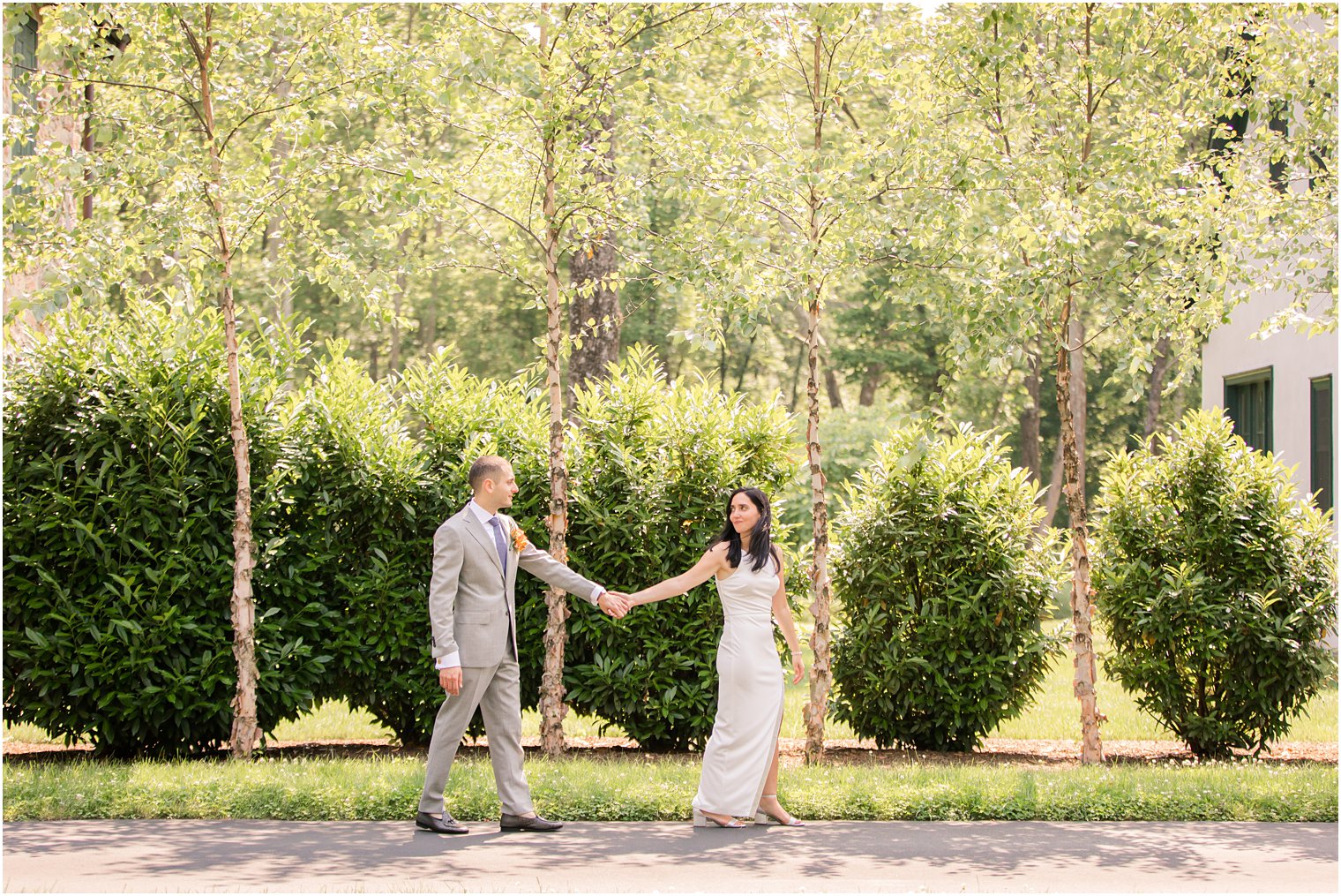 Bride leading groom 