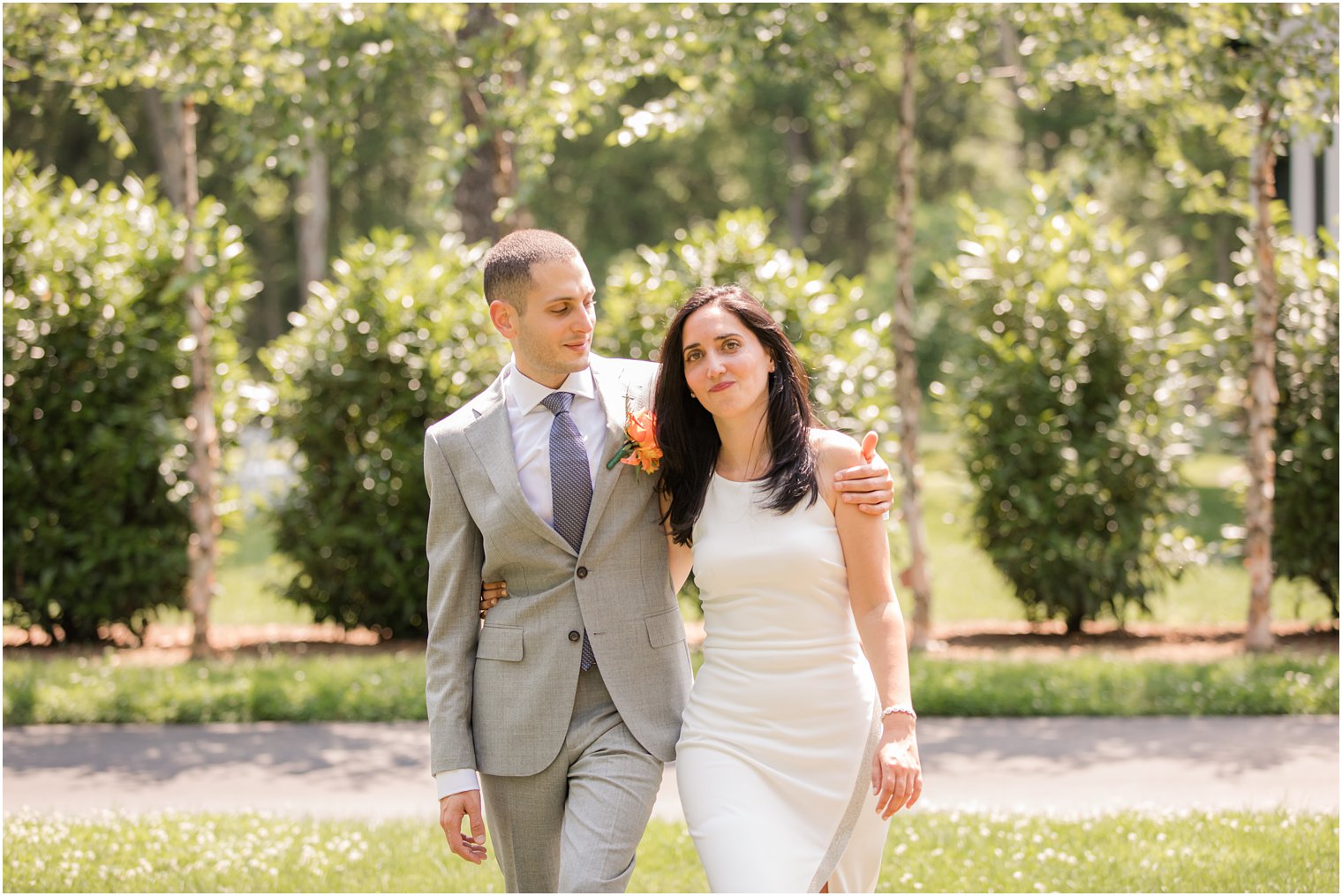 Candid bride and groom wedding photos in woods of New Hope PA wedding