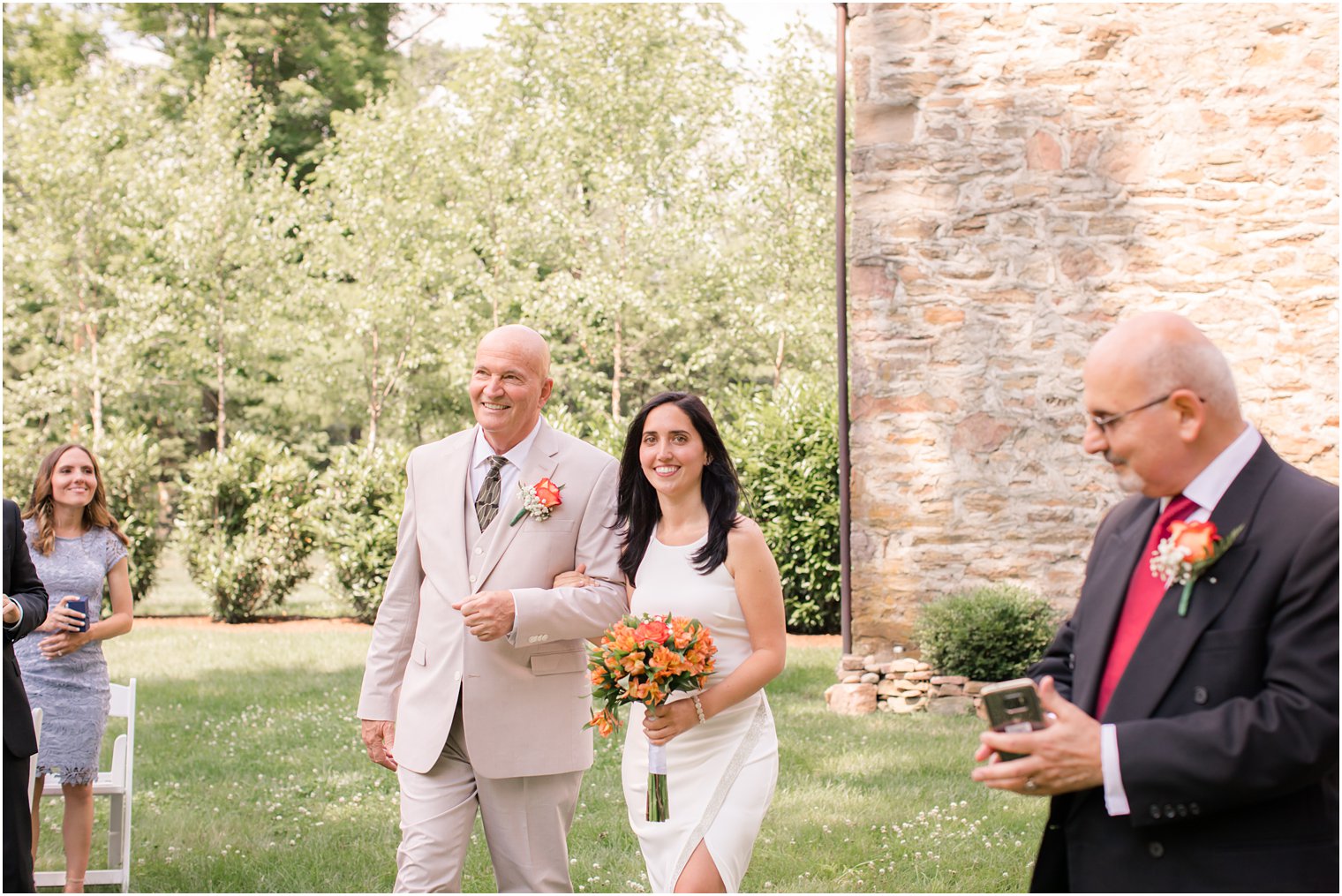 Bride walking down the aisle at New Hope PA micro wedding